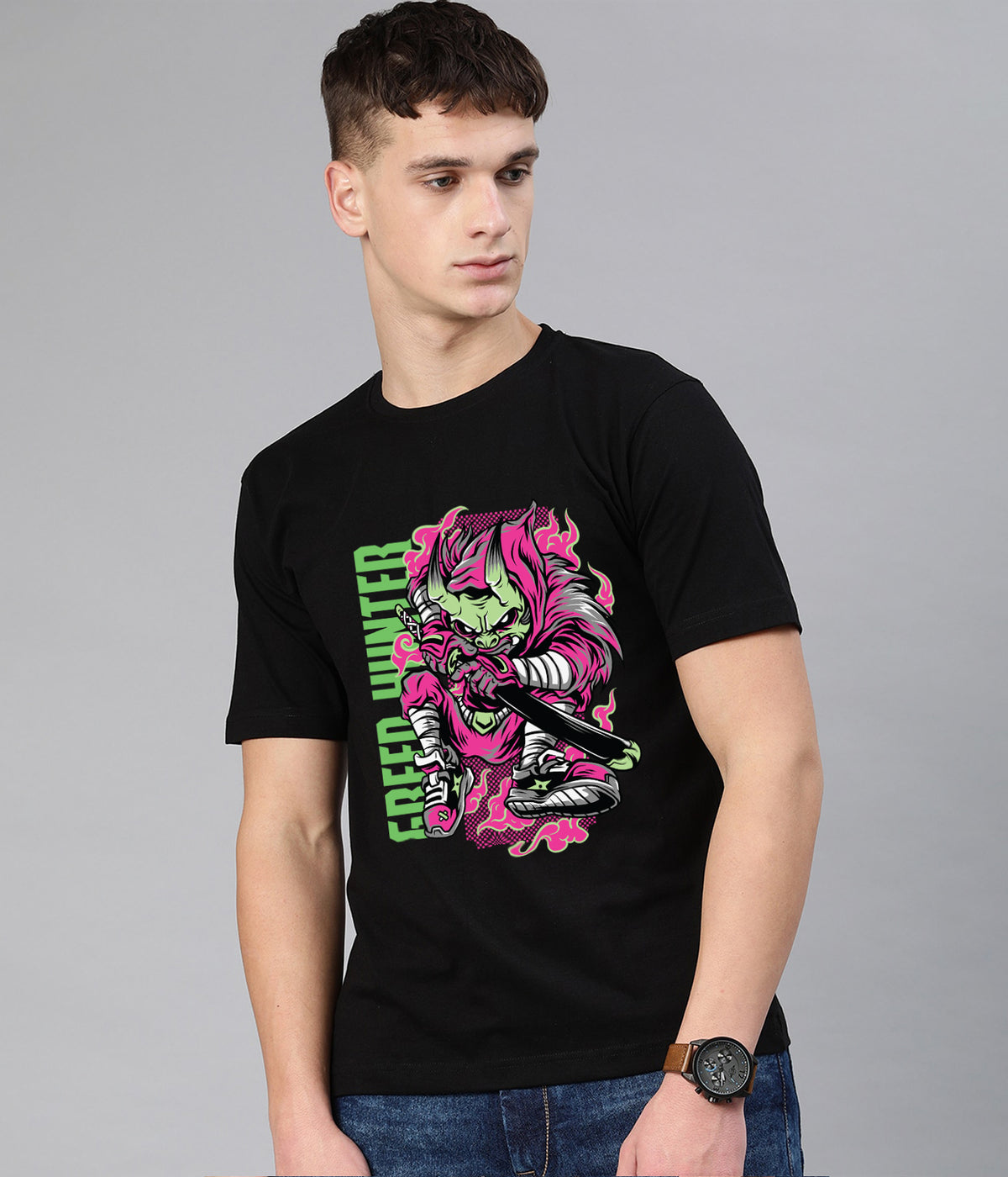 Semantic Graphic Cotton T-shirt - Greed Hunter