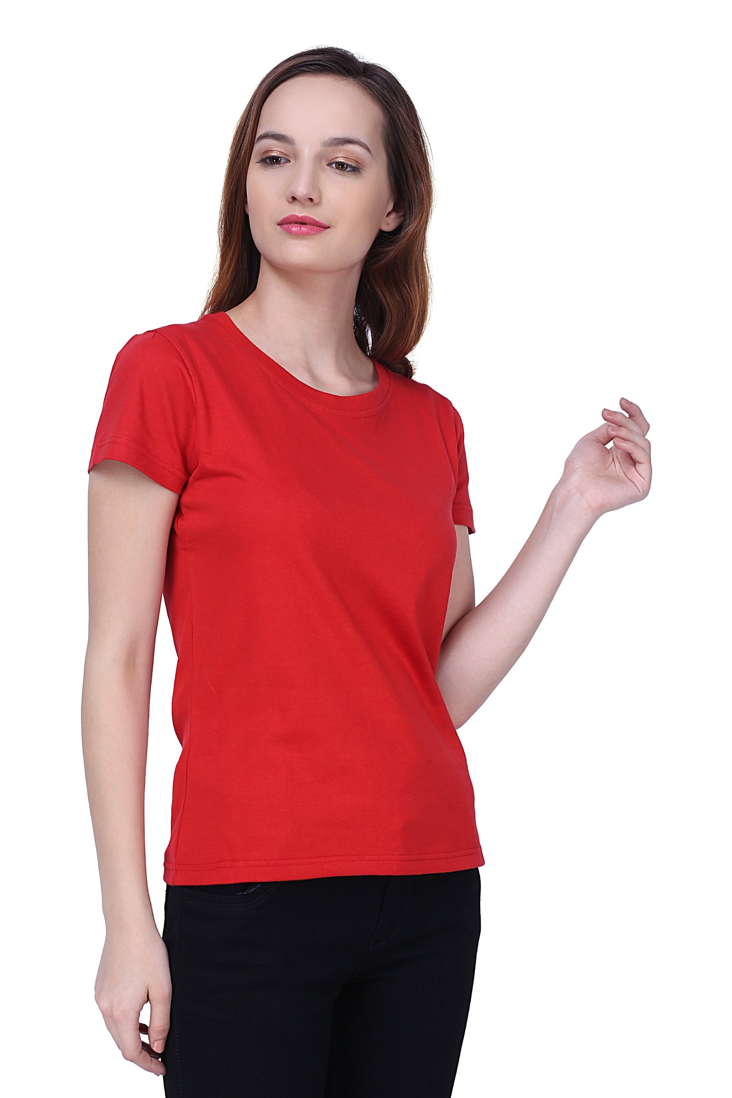 Semantic Women's Half Sleeve Cotton T-shirt - Solid (Regular Fit) - Semantic