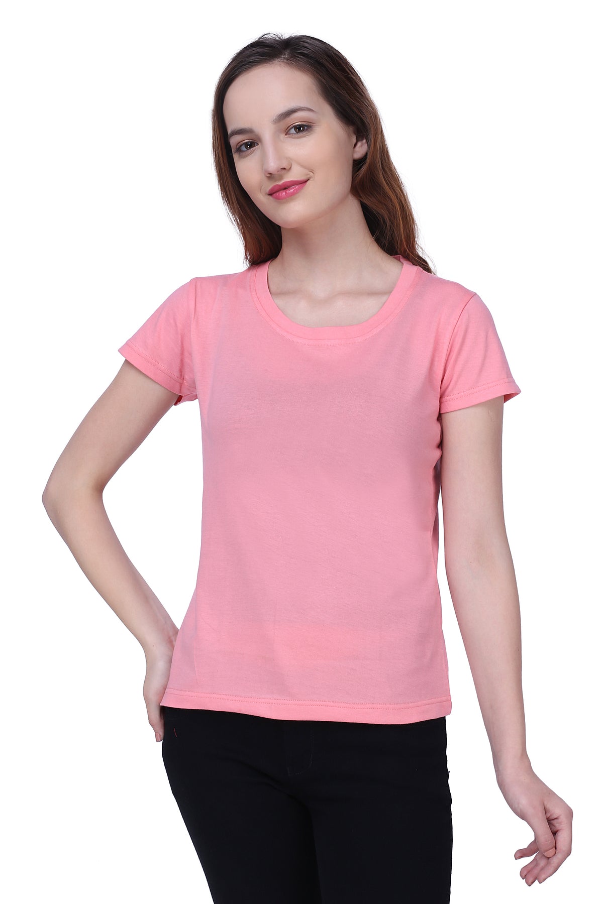 Semantic Women&#39;s Half Sleeve Cotton T-shirt - Solid (Regular Fit)