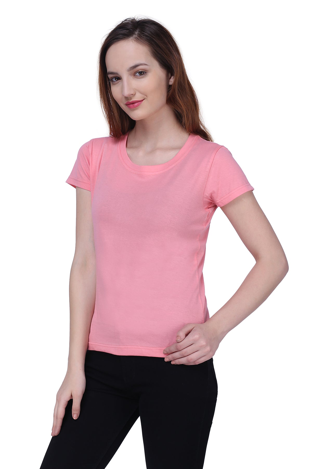 Semantic Women&#39;s Half Sleeve Cotton T-shirt - Solid (Regular Fit)