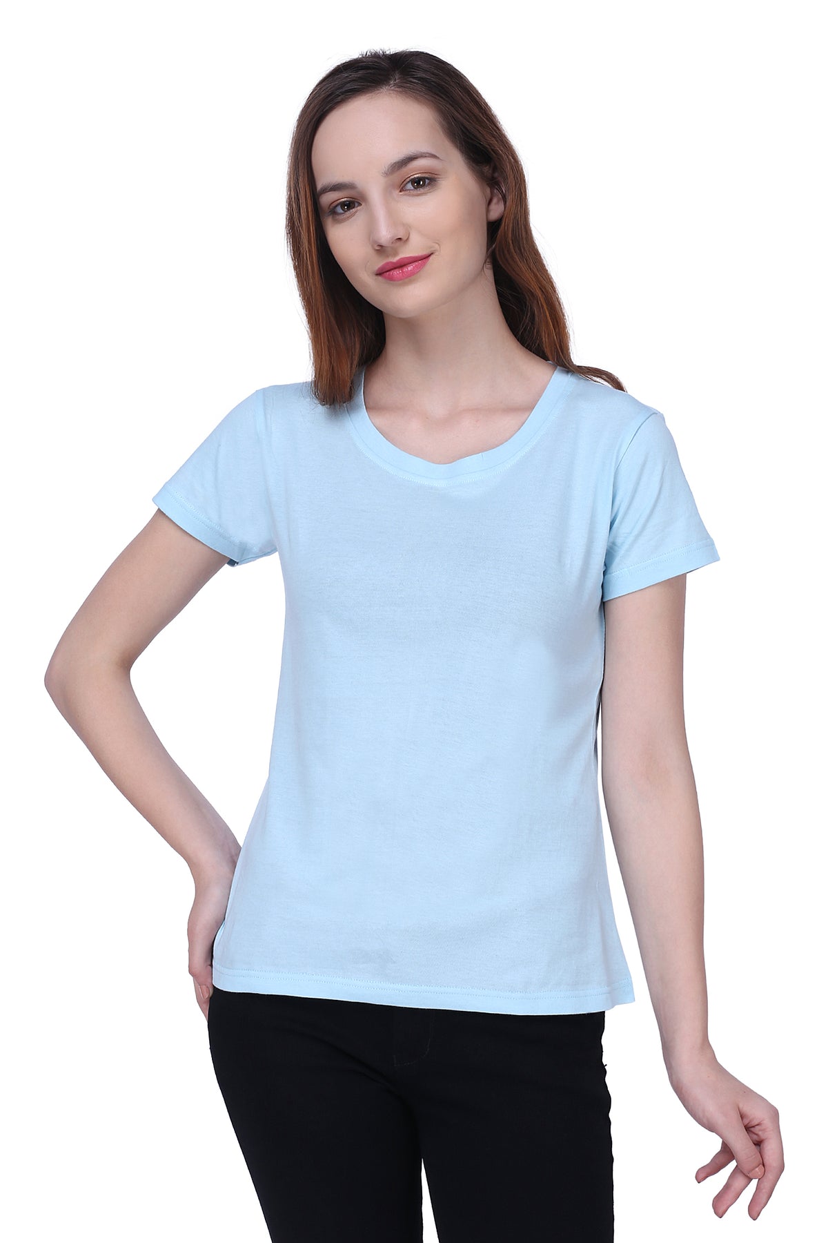 Semantic Women&#39;s Half Sleeve Cotton T-shirt - Solid (Regular Fit)