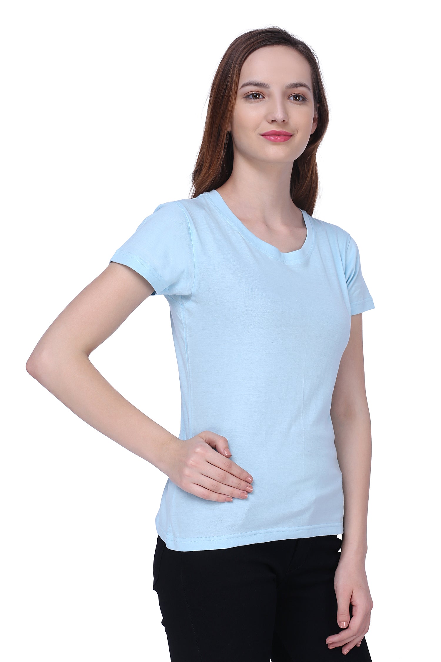 Semantic Women's Half Sleeve Cotton T-shirt - Solid (Regular Fit) - Semantic