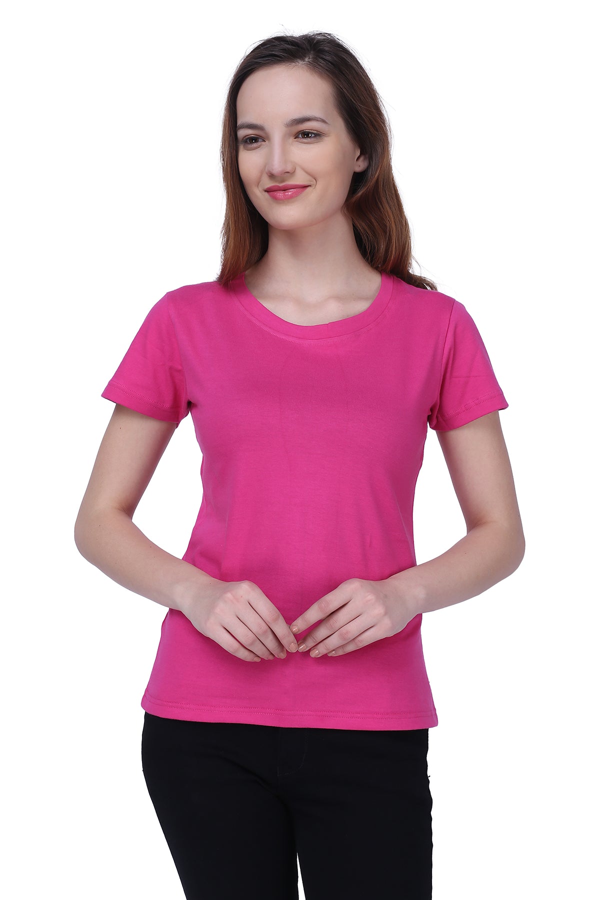 Semantic Women&#39;s Half Sleeve Cotton T-shirt - Solid (Regular Fit)