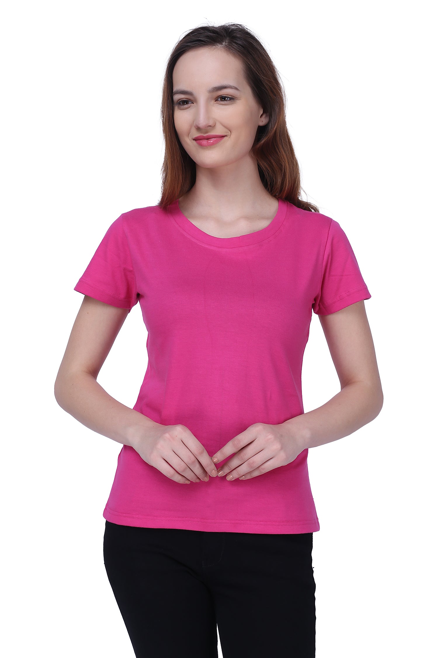 Semantic Women's Half Sleeve Cotton T-shirt - Solid (Regular Fit)