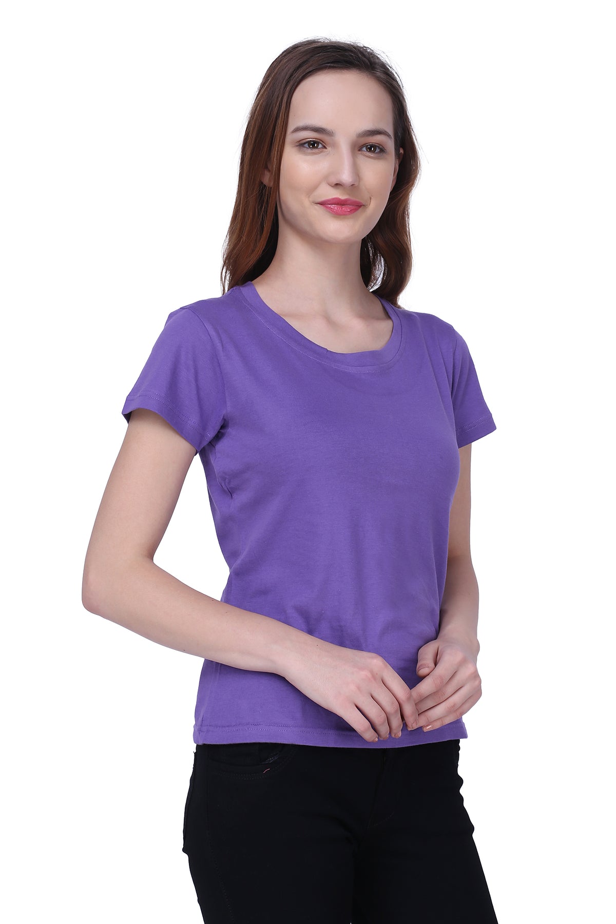 Semantic Women&#39;s Half Sleeve Cotton T-shirt - Solid (Regular Fit)