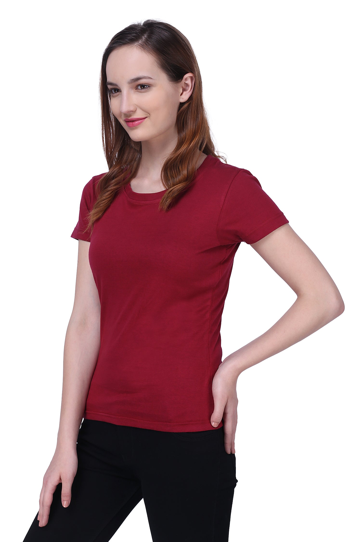 Semantic Women's Half Sleeve Cotton T-shirt - Solid (Regular Fit) - Semantic