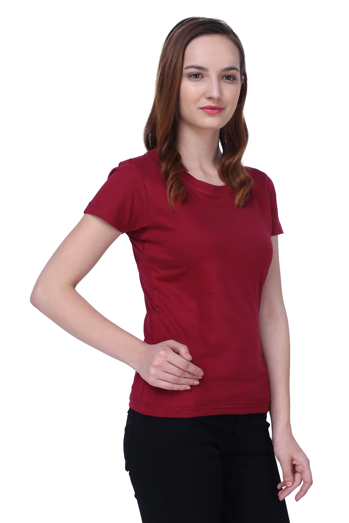 Semantic Women&#39;s Half Sleeve Cotton T-shirt - Solid (Regular Fit)