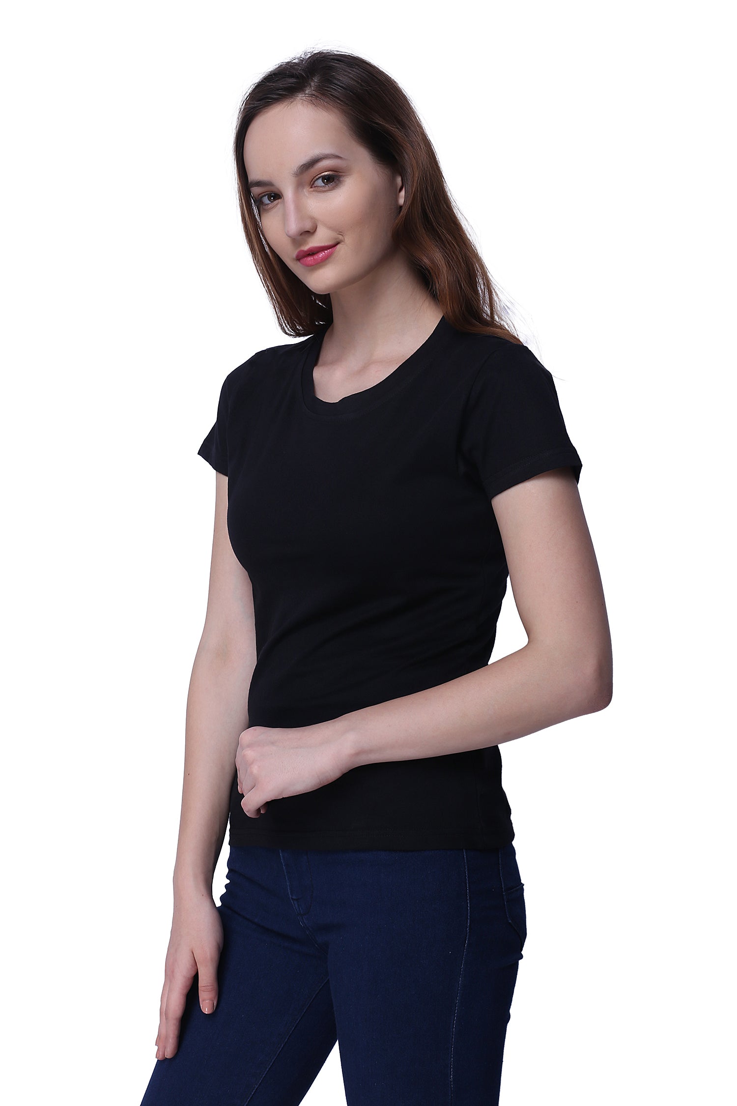 Semantic Women's Half Sleeve Cotton T-shirt - Solid (Regular Fit) - Semantic