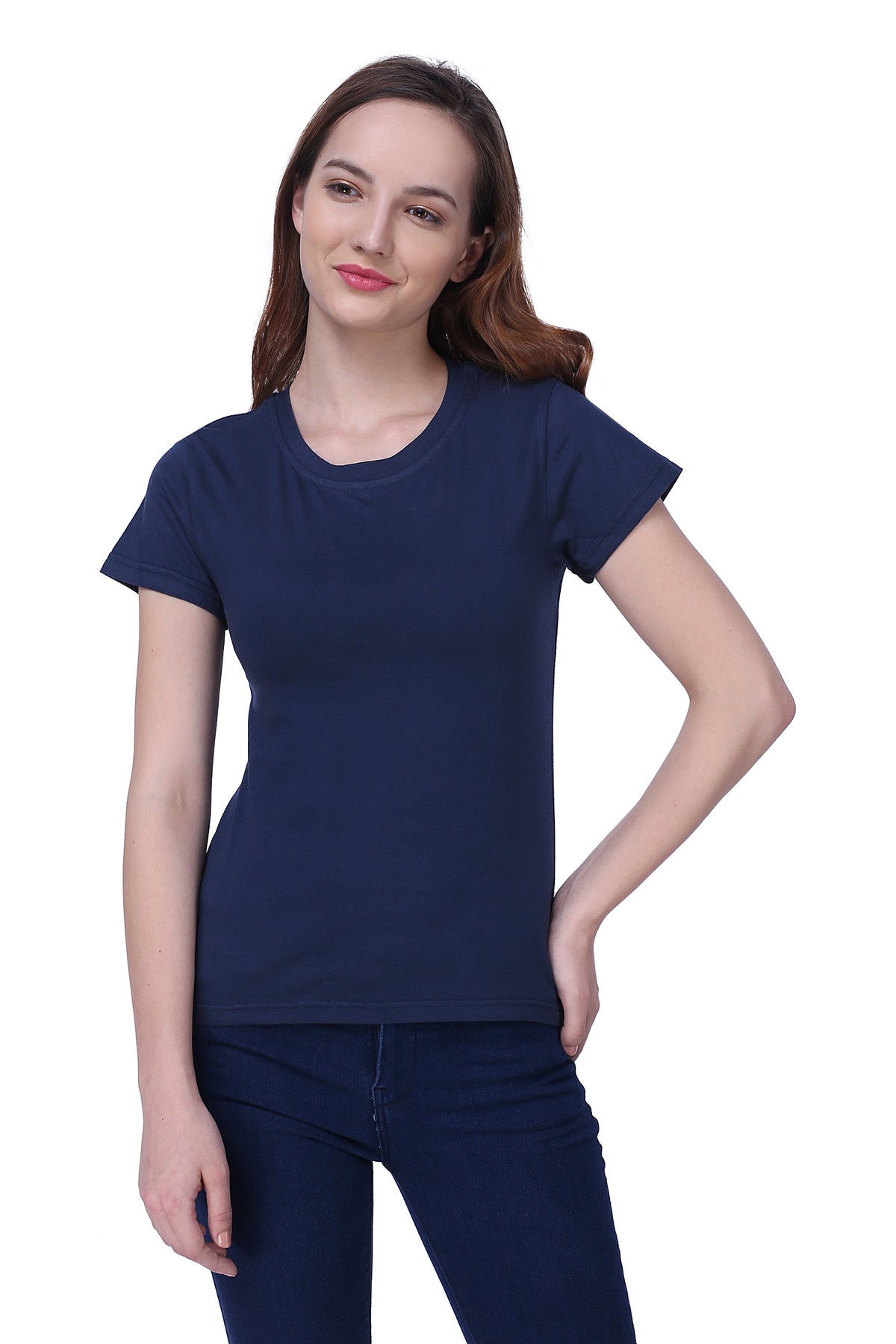 Semantic Women&#39;s Half Sleeve Cotton T-shirt - Solid (Regular Fit)