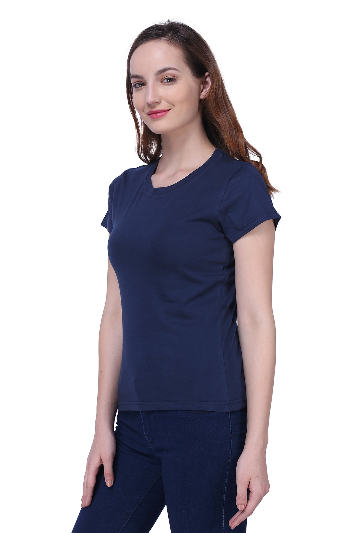 Semantic Women&#39;s Half Sleeve Cotton T-shirt - Solid (Regular Fit)