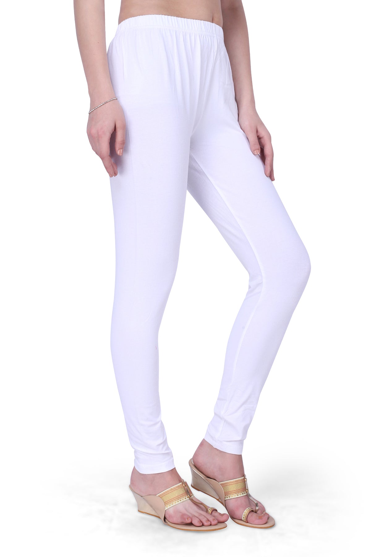 Buy online Solid White Viscose Knit Loose Leggings from Churidars