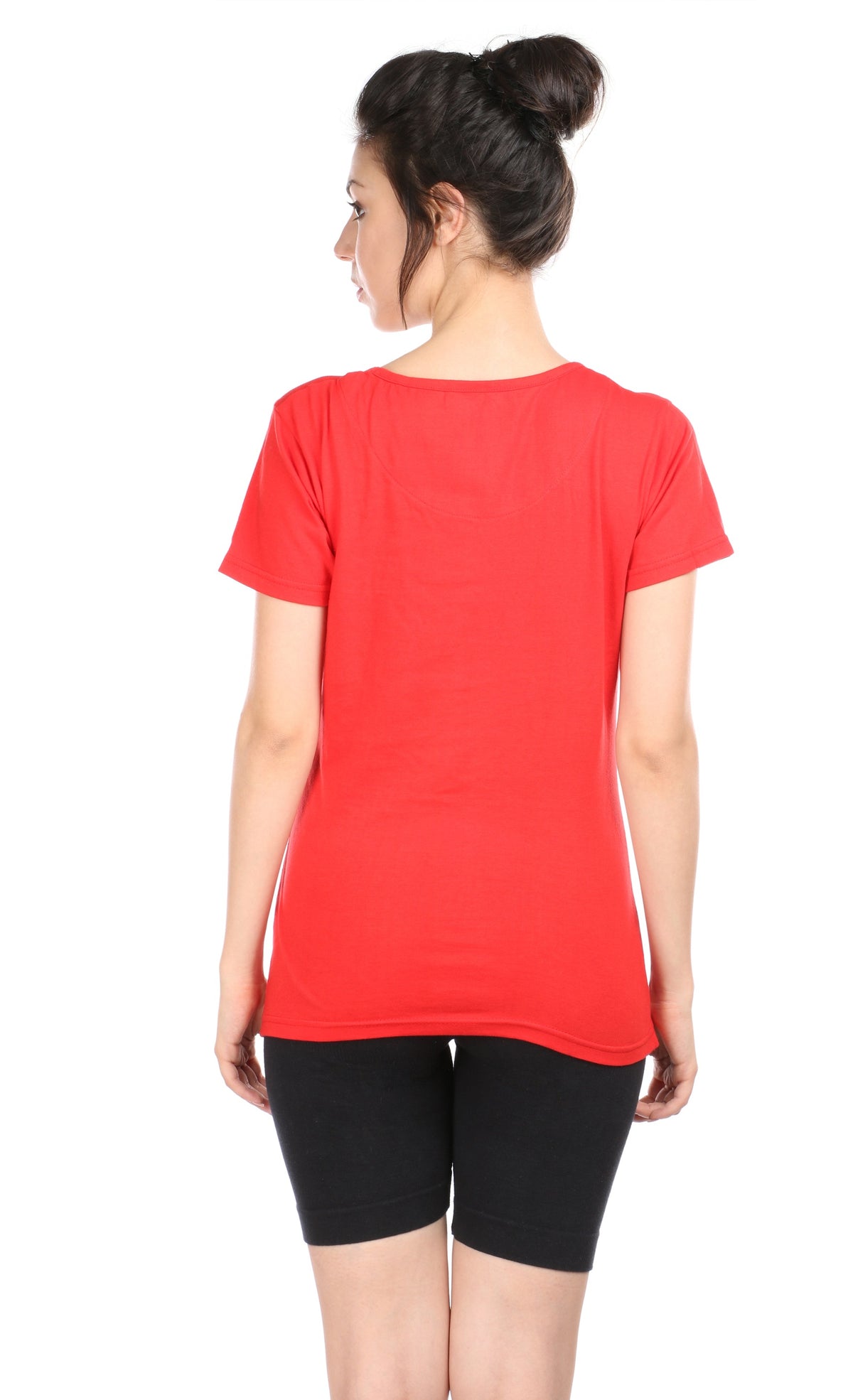 Semantic Women&#39;s Cotton T-Shirt - Heart Print (Slim Fit)