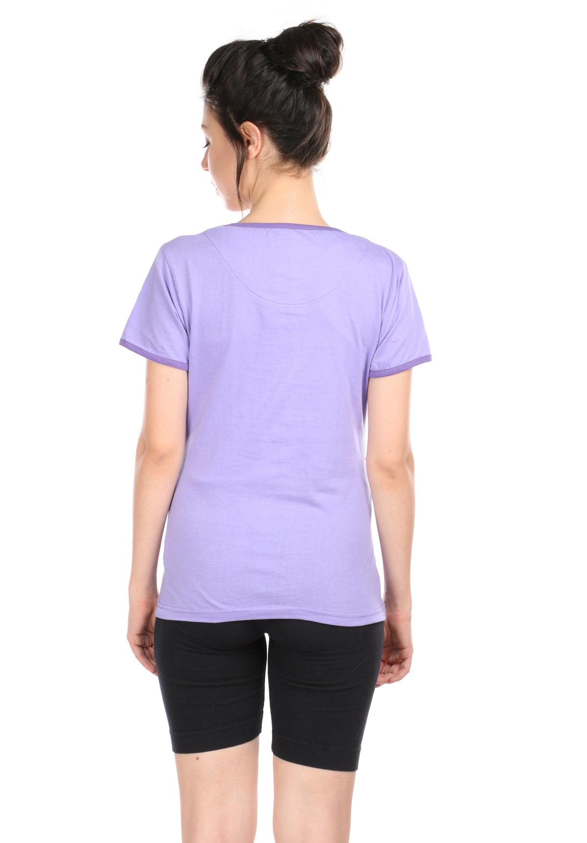 Semantic Women&#39;s Cotton T-Shirt - Heart Print (Slim Fit)