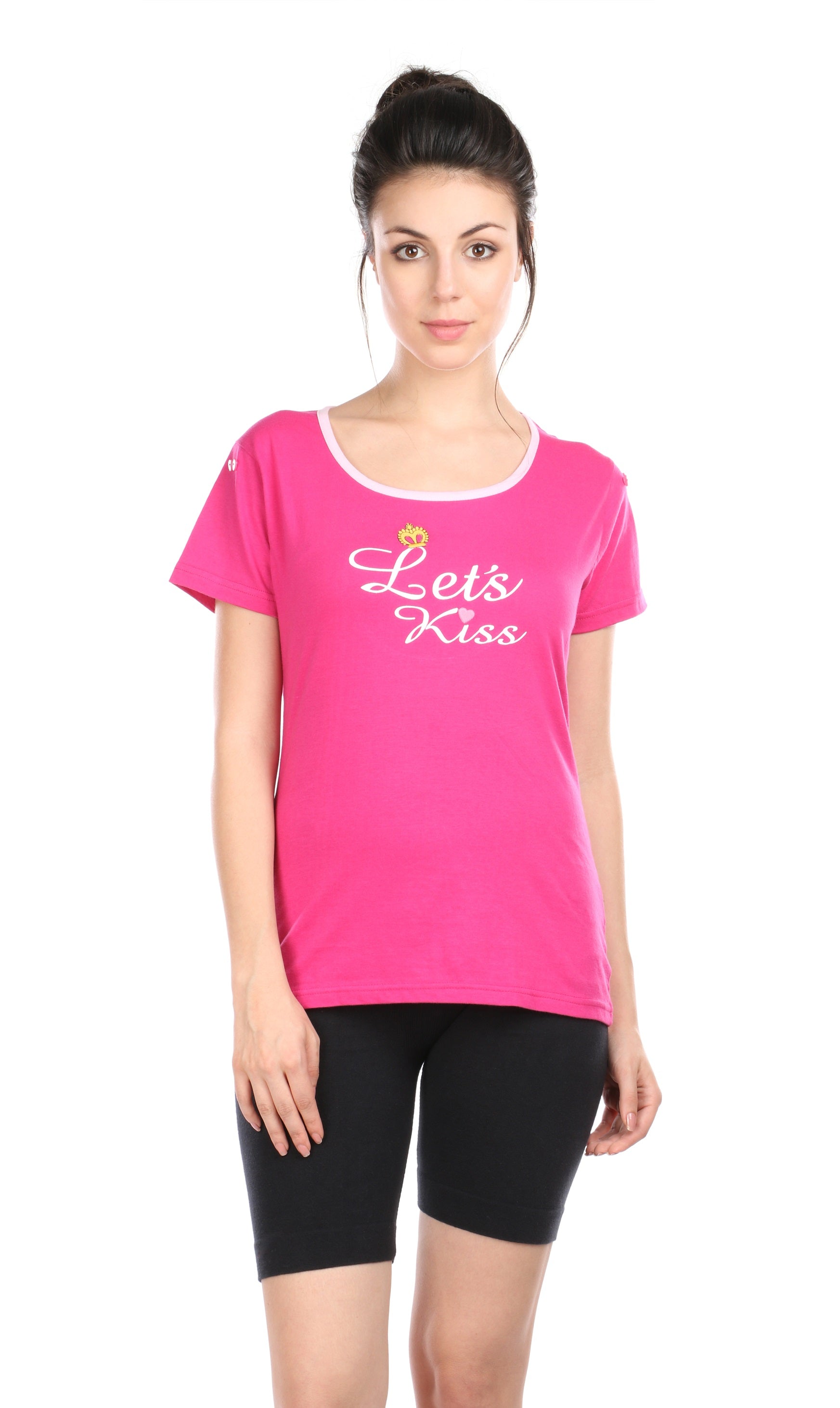 Semantic Women's Cotton T-Shirt - Lets Kiss Print - Semantic Store