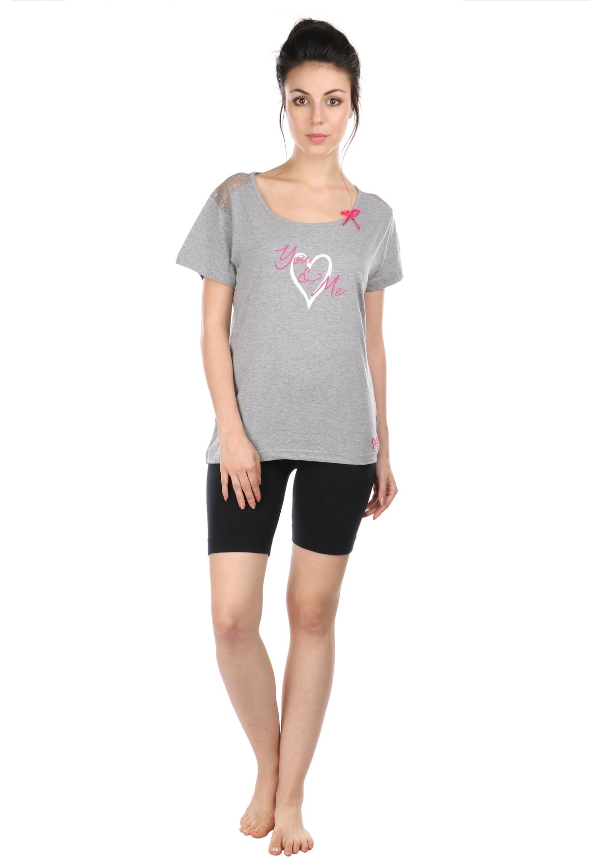Semantic Women&#39;s Cotton T-Shirt - Love You Me Print (Slim Fit)