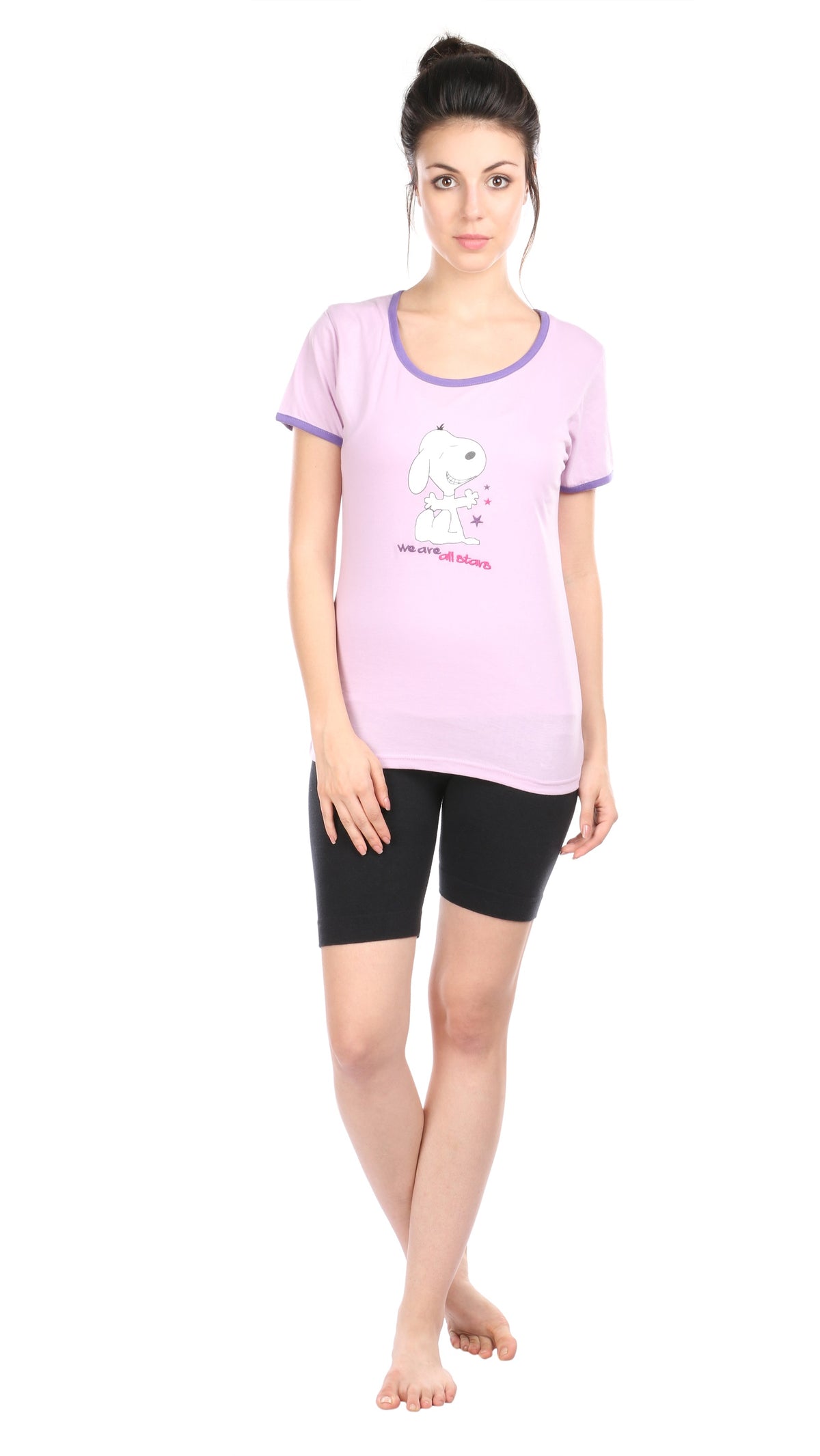 Semantic Women&#39;s Cotton T-Shirt - Star Print (Slim Fit)