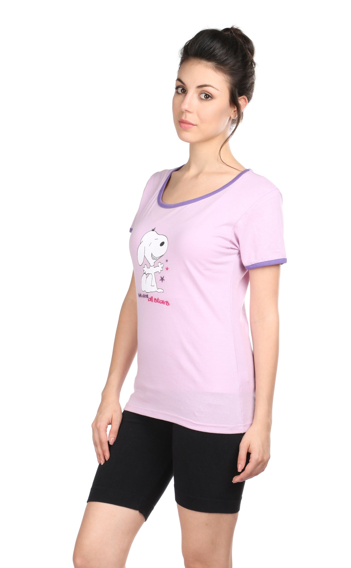Semantic Women&#39;s Cotton T-Shirt - Star Print (Slim Fit)