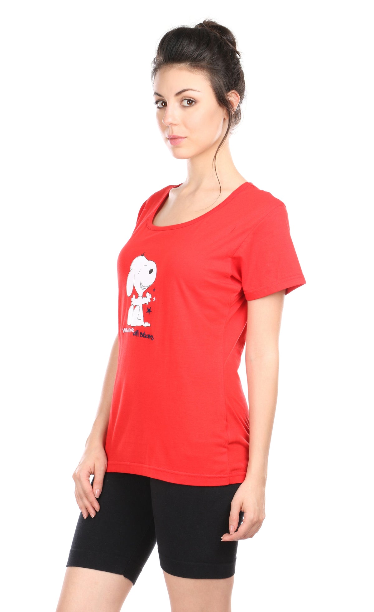 Semantic Women&#39;s Cotton T-Shirt - Star Print (Slim Fit)