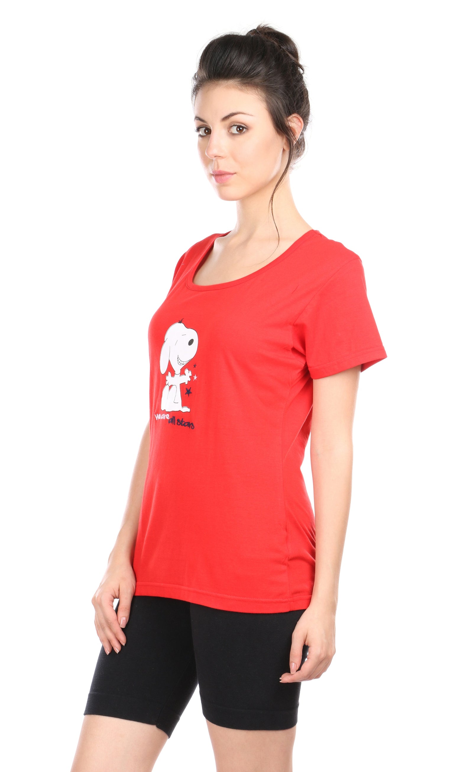 Semantic Women's Cotton T-Shirt - Star Print (Slim Fit) - Semantic
