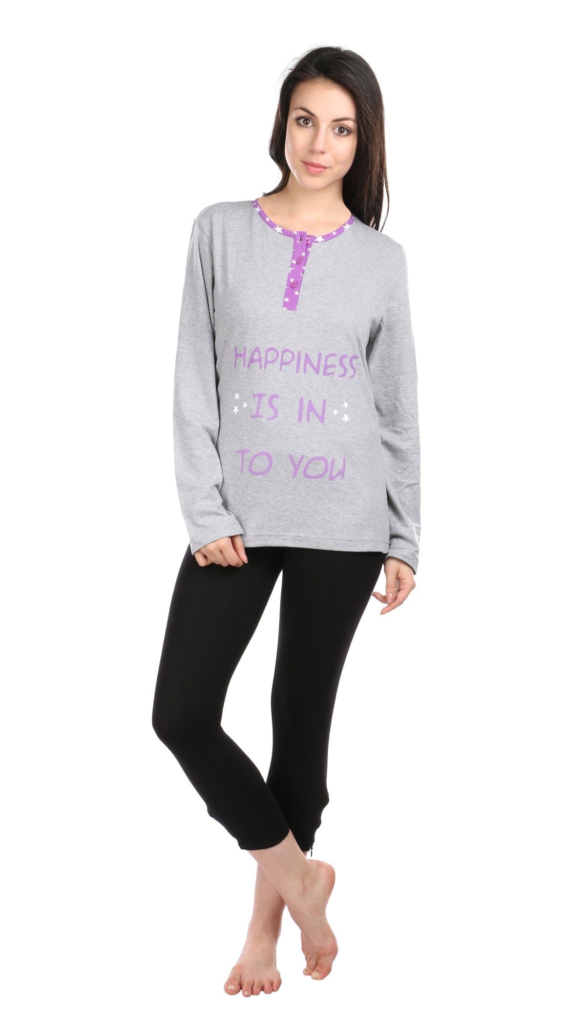 Semantic Women&#39;s Cotton T-Shirt - Happiness Printed (Loose Fit)