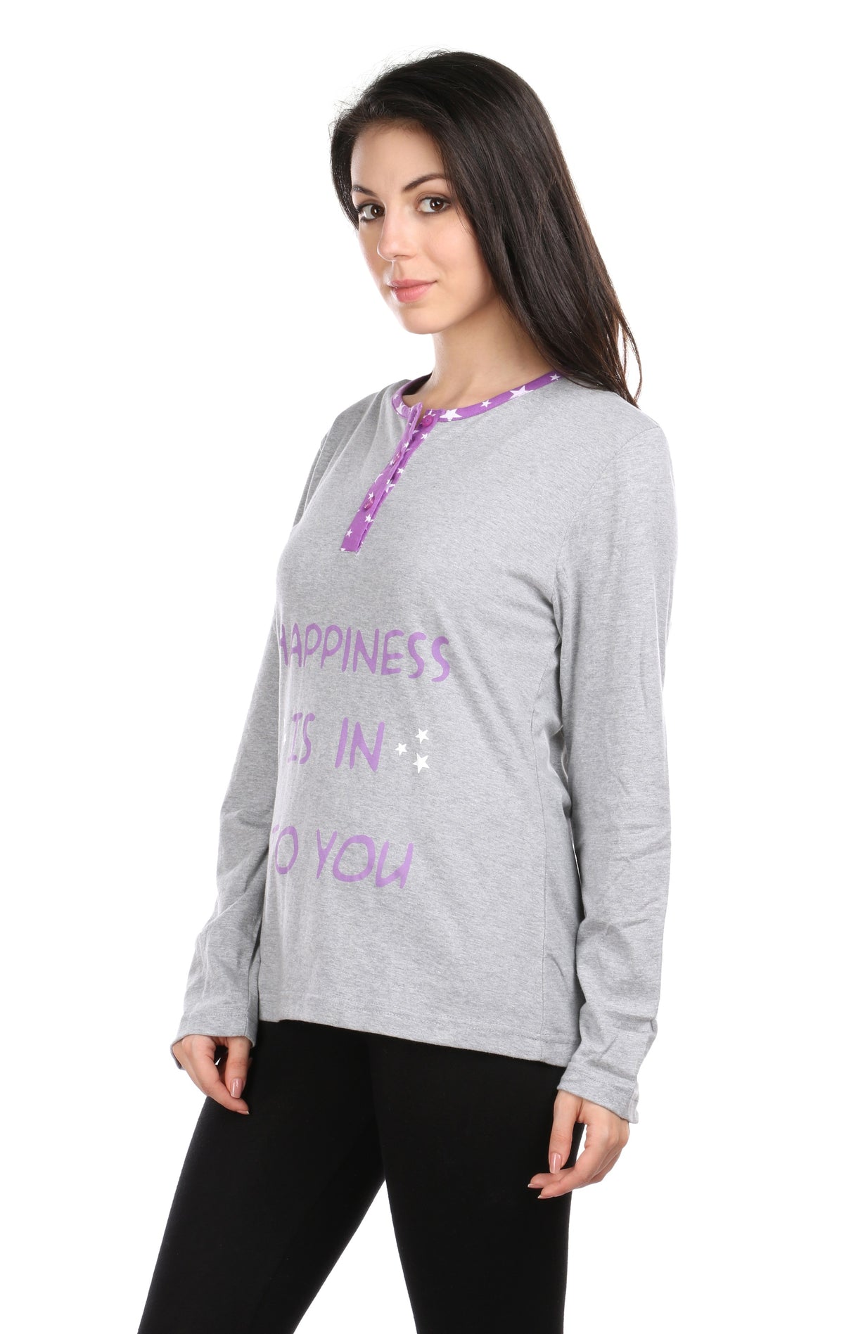 Semantic Women&#39;s Cotton T-Shirt - Happiness Printed (Loose Fit)
