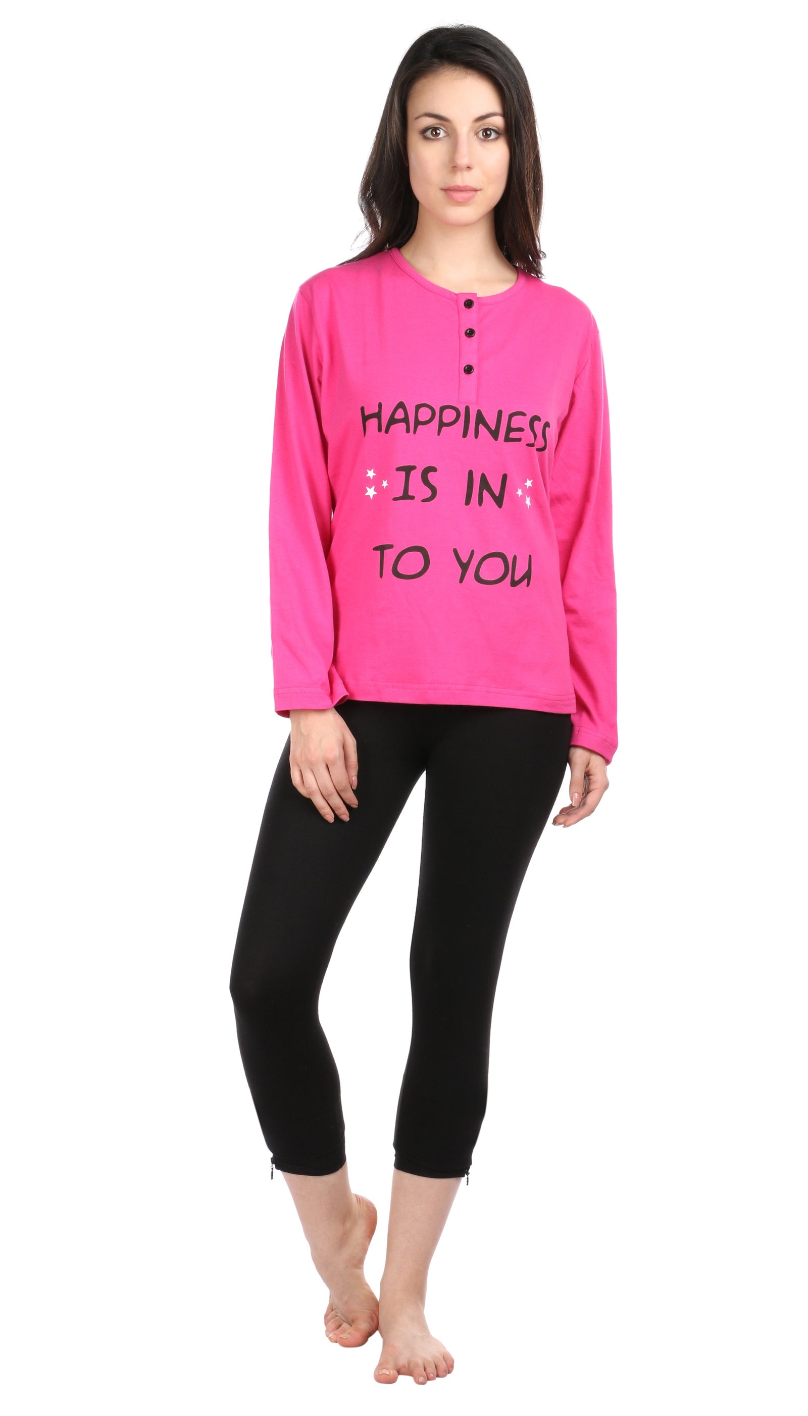 Semantic Women's Cotton T-Shirt - Happiness Printed (Loose Fit) - Semantic