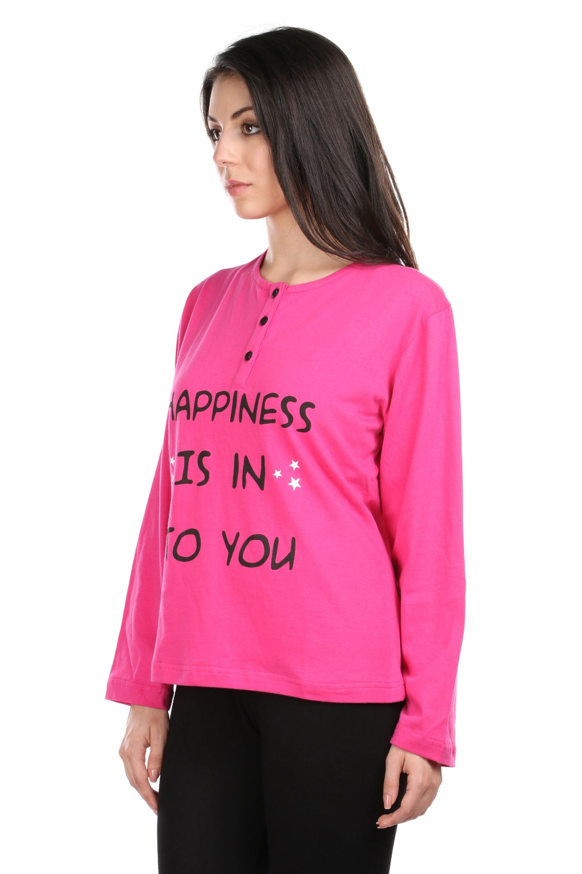 Semantic Women&#39;s Cotton T-Shirt - Happiness Printed (Loose Fit)
