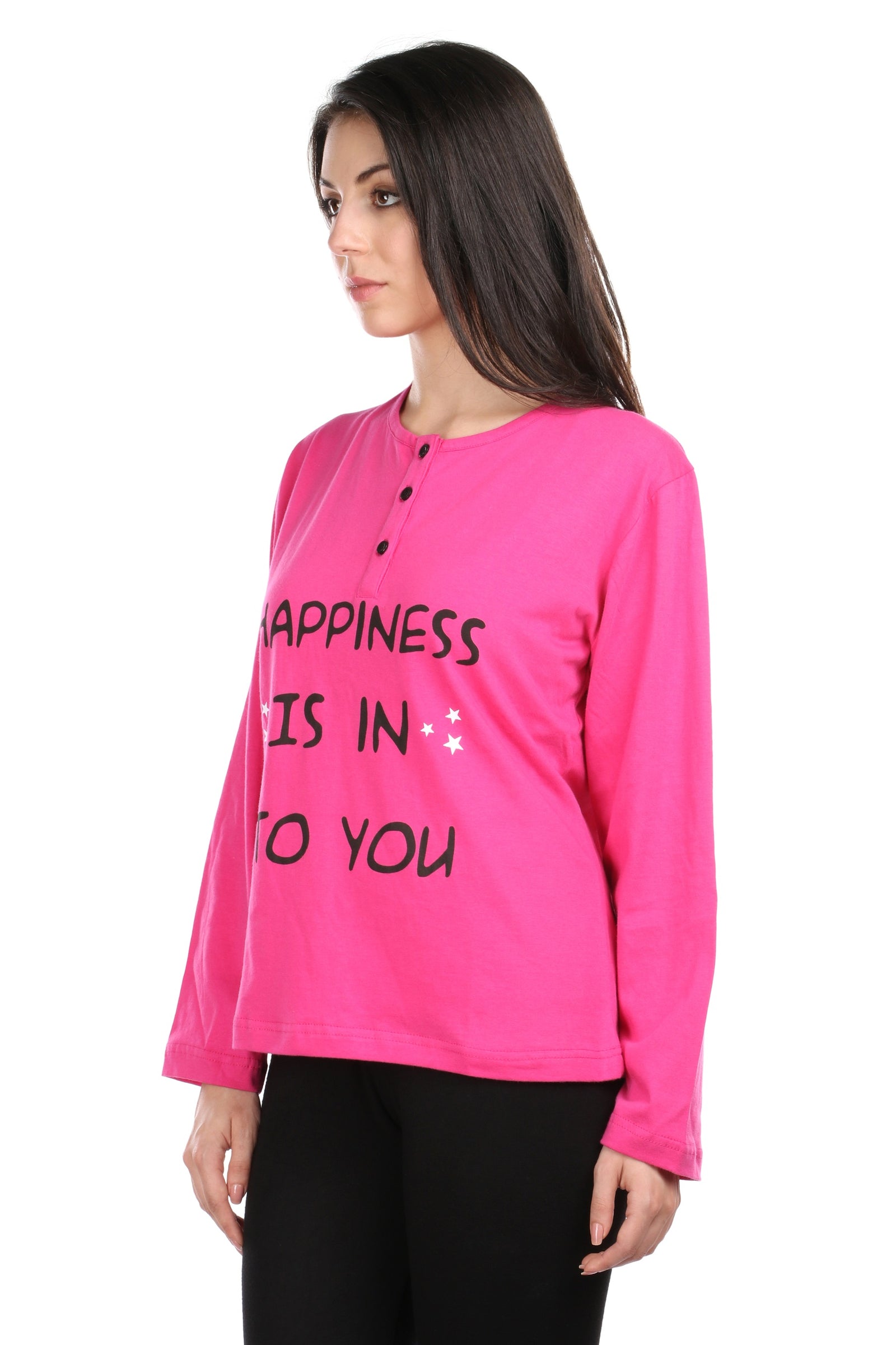 Semantic Women's Cotton T-Shirt - Happiness Printed (Loose Fit) - Semantic