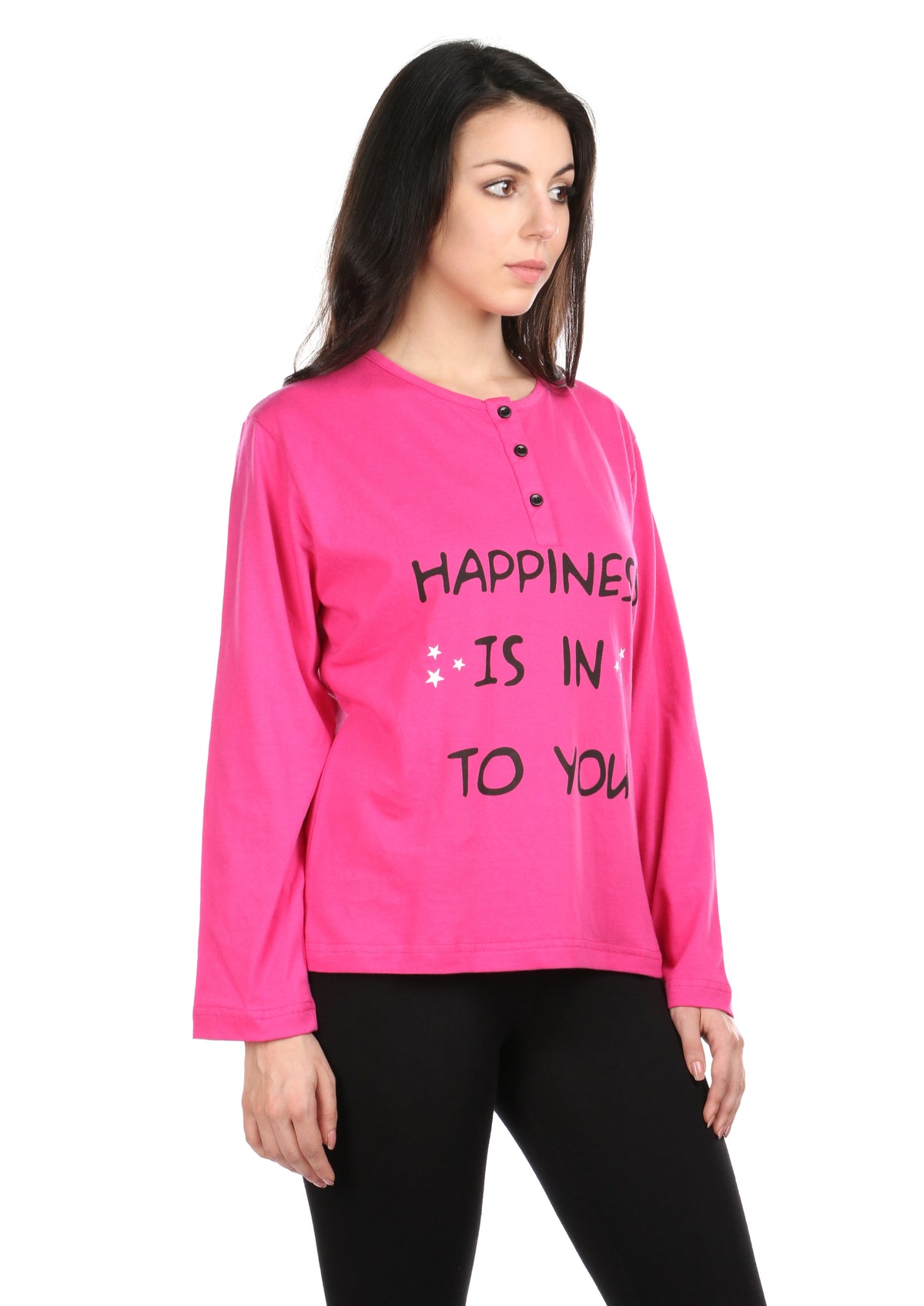 Semantic Women&#39;s Cotton T-Shirt - Happiness Printed (Loose Fit)