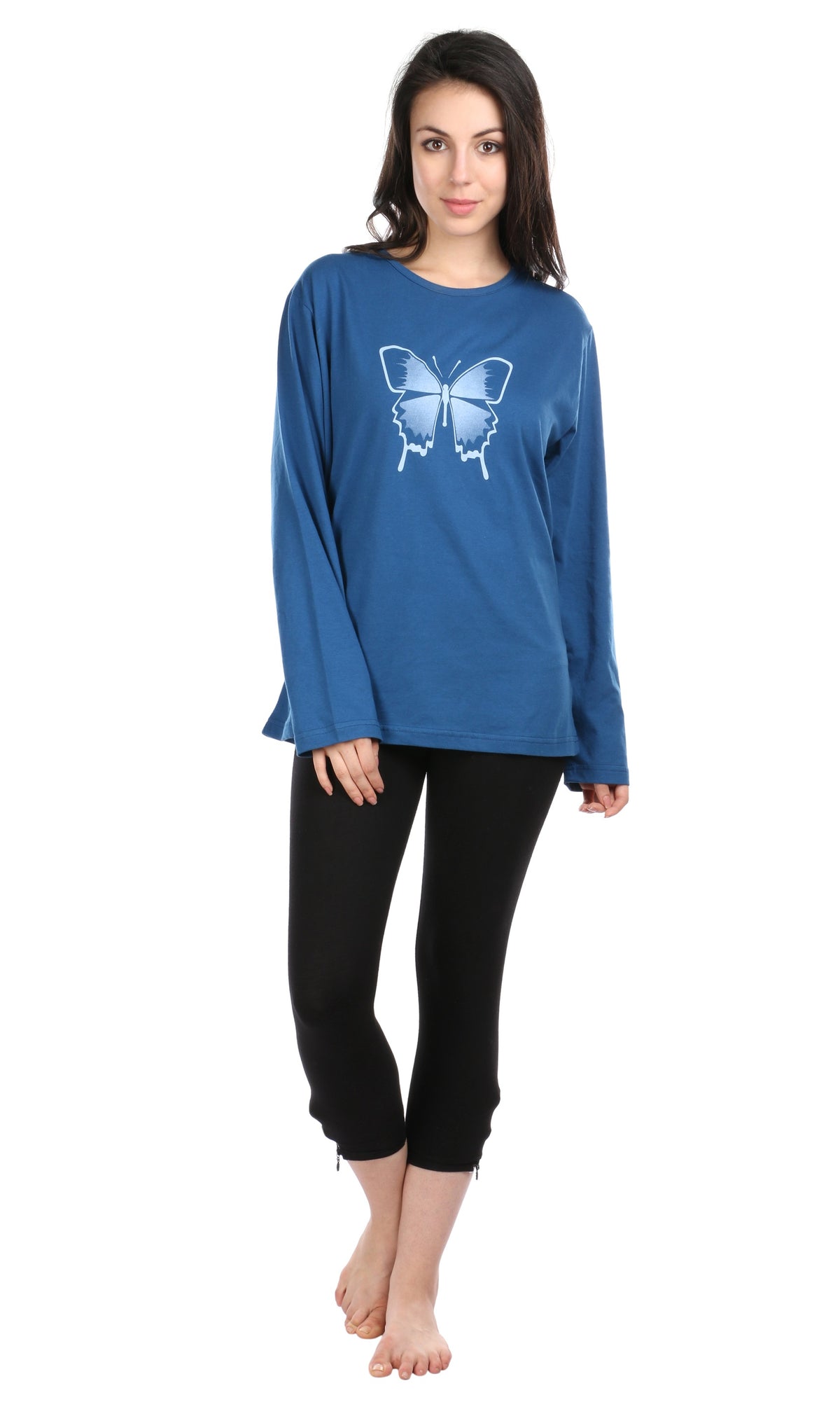 Semantic Women&#39;s Cotton T-Shirt - Butterfly Printed (Loose Fit)