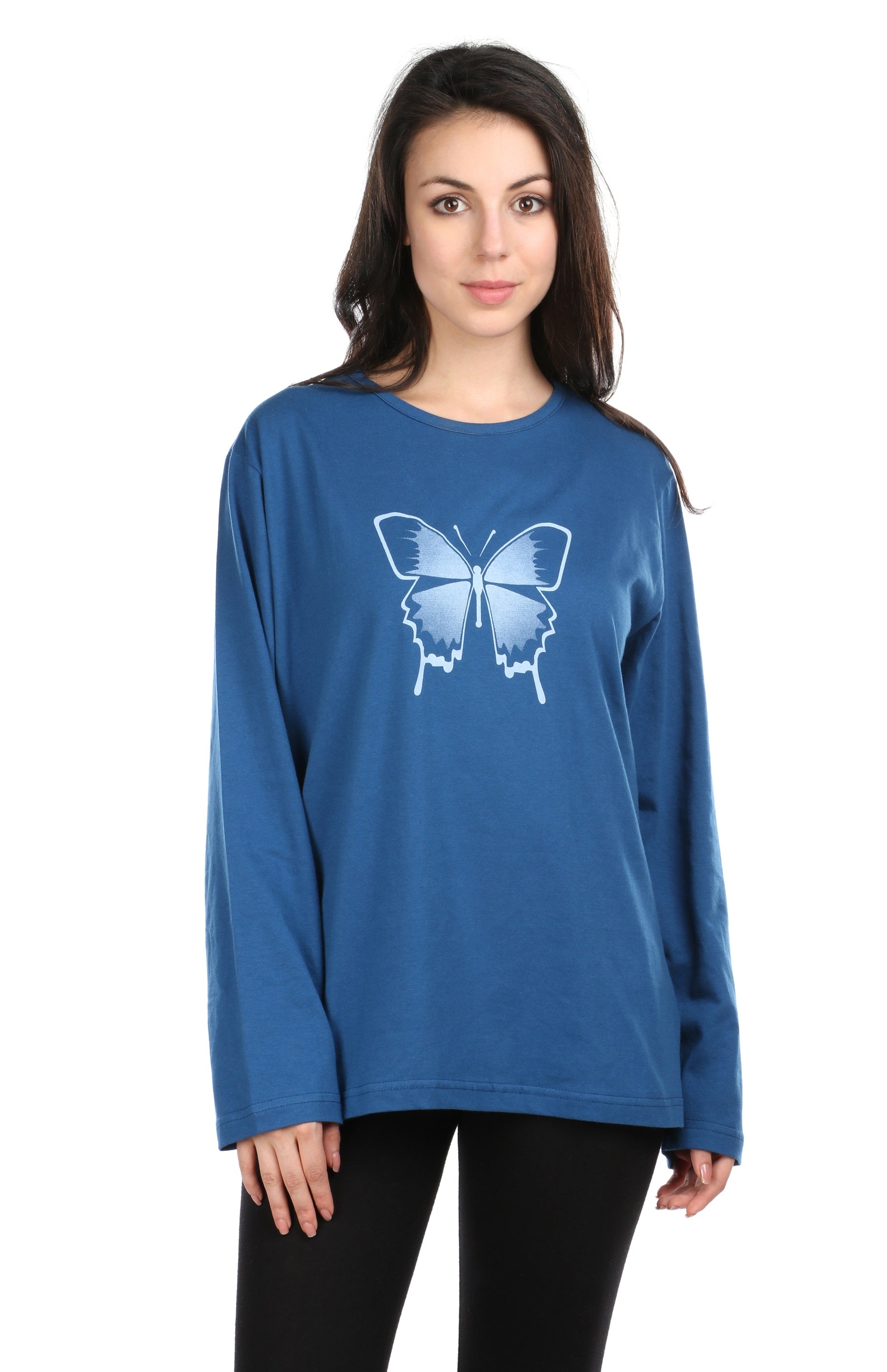 Semantic Women's Cotton T-Shirt - Butterfly Printed (Loose Fit)