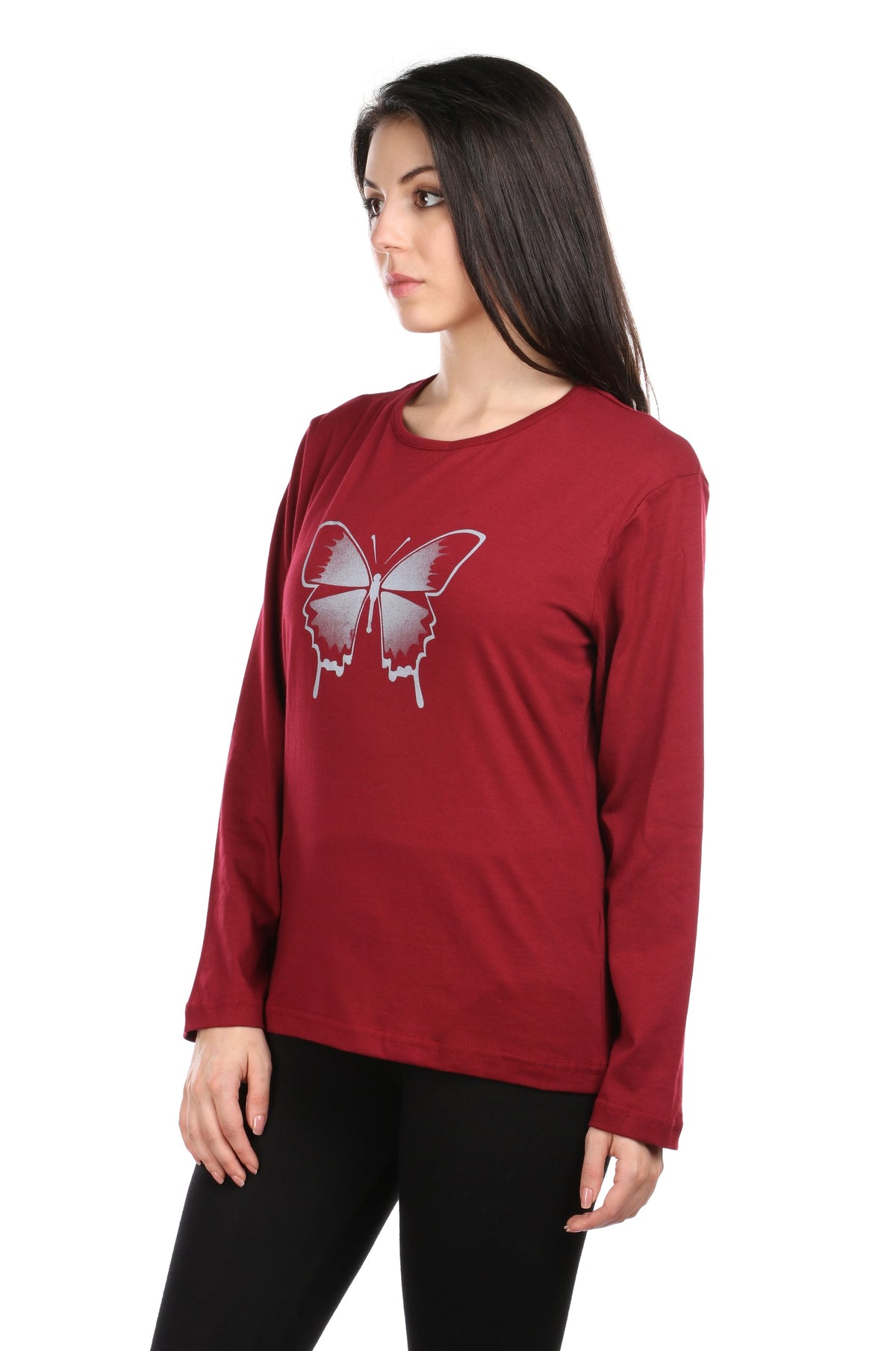 Semantic Women&#39;s Cotton T-Shirt - Butterfly Printed (Loose Fit)