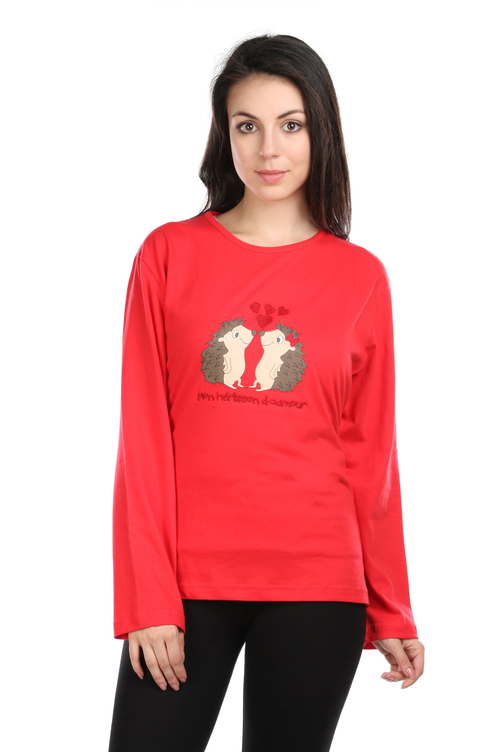 Semantic Women's Cotton T-Shirt - Hedgehog Embroidered - Semantic Store
