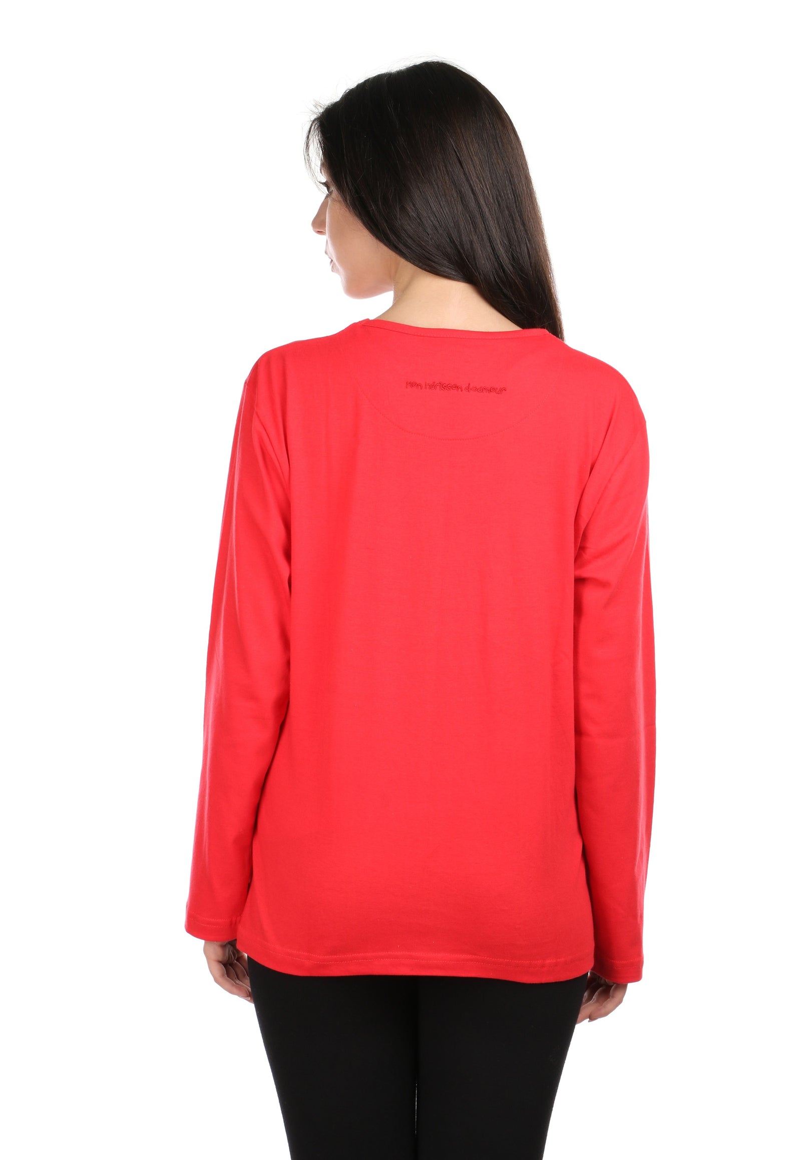 Semantic Women's Cotton T-Shirt - Hedgehog Embroidered (Loose Fit) - Semantic