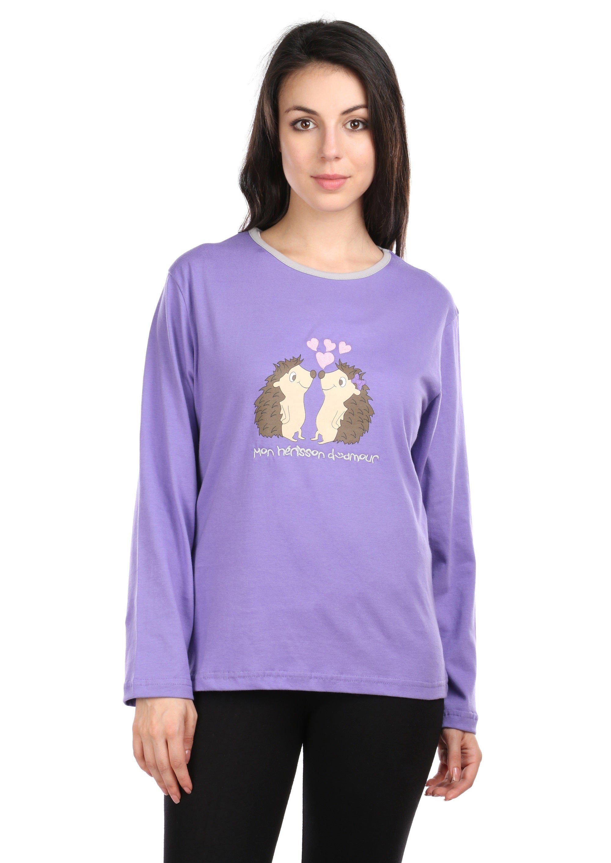 Semantic Women's Cotton T-Shirt - Hedgehog Embroidered - Semantic Store