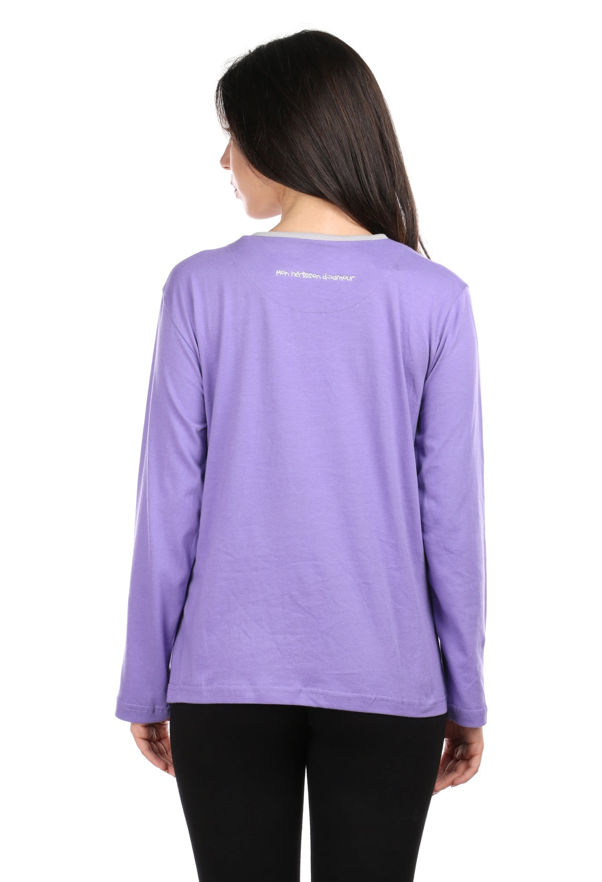 Semantic Women&#39;s Cotton T-Shirt - Hedgehog Embroidered (Loose Fit)