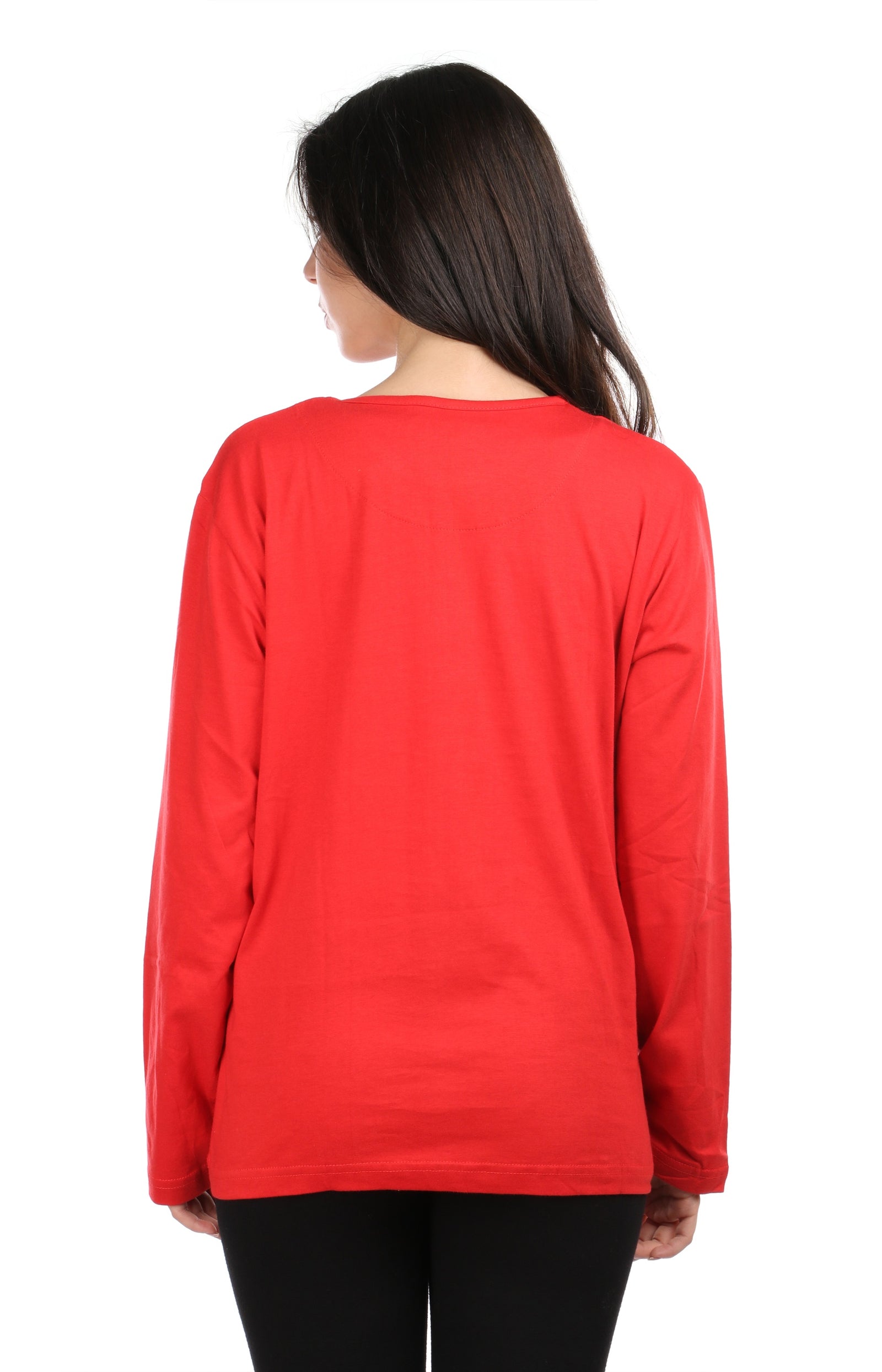 Semantic Women's Cotton T-Shirt - Umbrella Print & Embroidered (Loose Fit) - Semantic