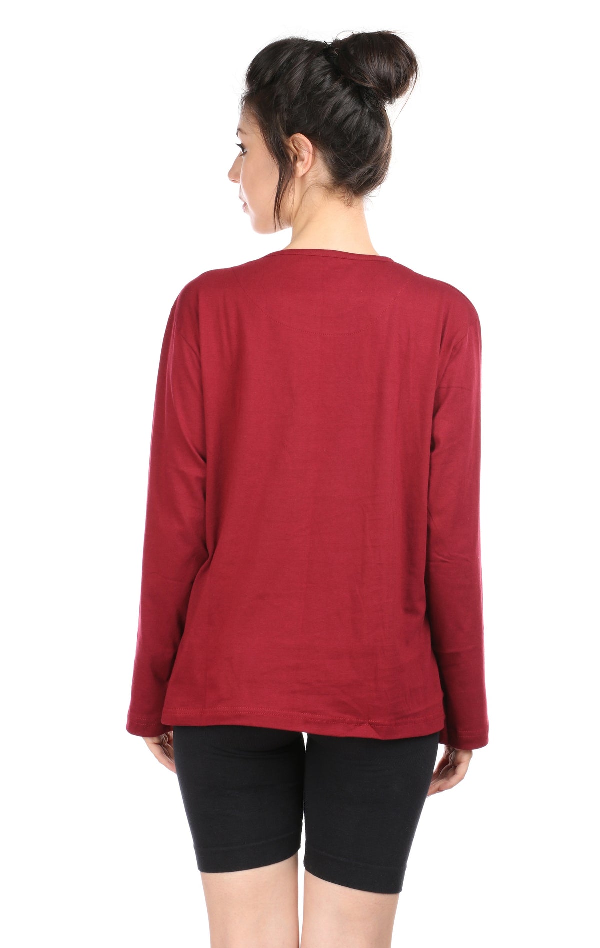 Semantic Women&#39;s Cotton T-Shirt - Umbrella Print &amp; Embroidered (Loose Fit)