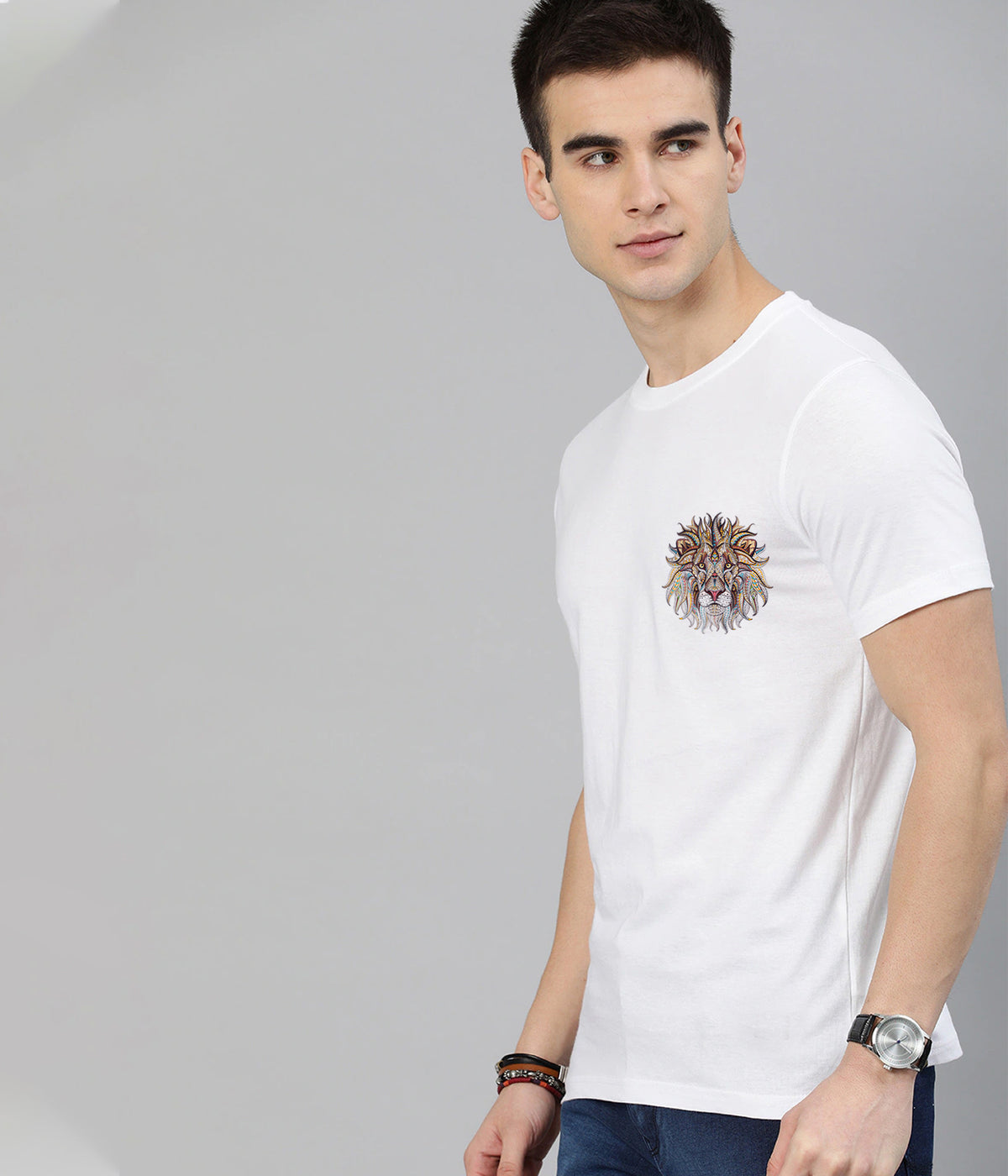 Semantic Graphic Cotton T-shirt - Lion Logo