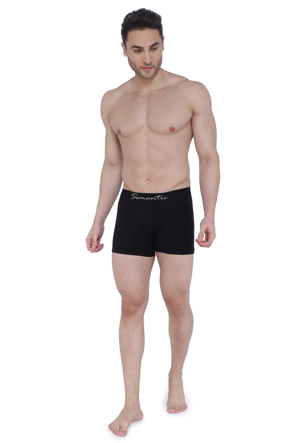 Semantic Cotton-Lycra Trunks with Fly - Solid (Pack of 4)