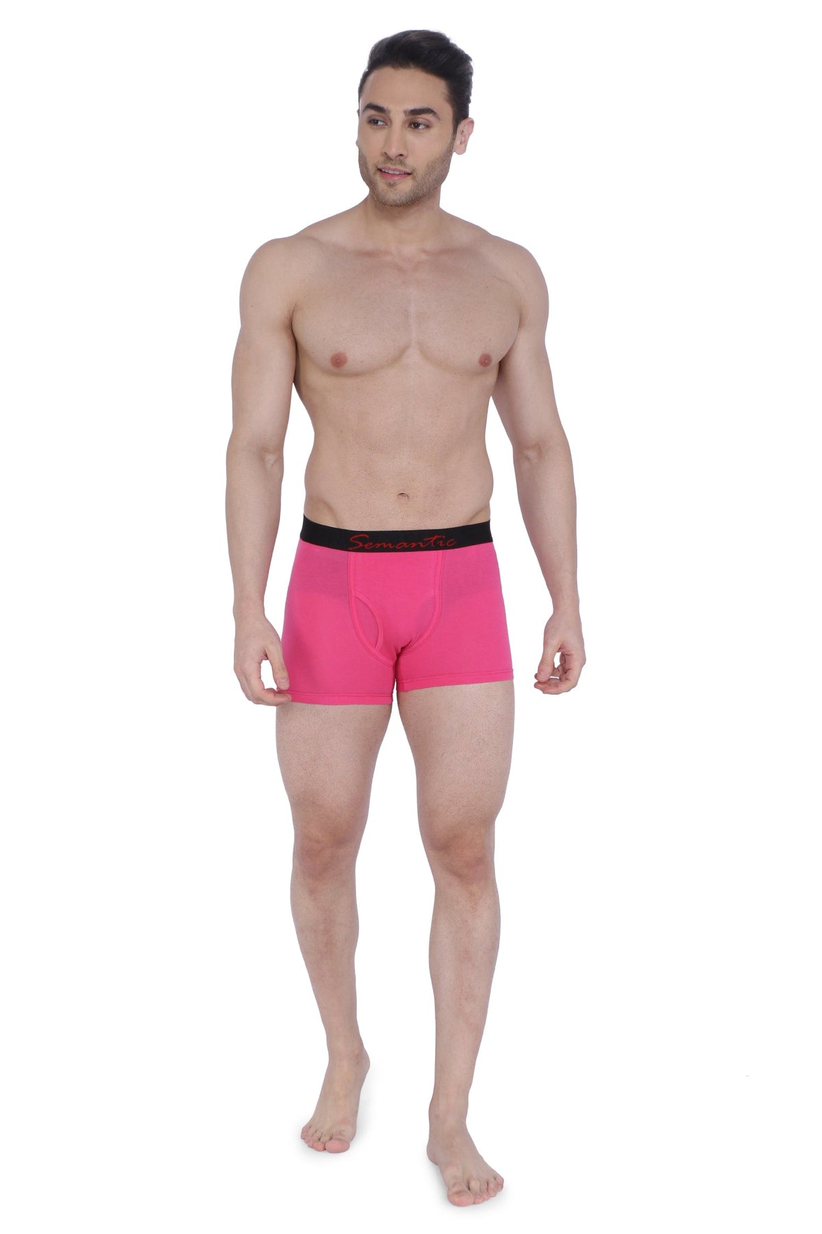 Semantic Cotton-Lycra Trunks with Fly - Solid (Pack of 4)