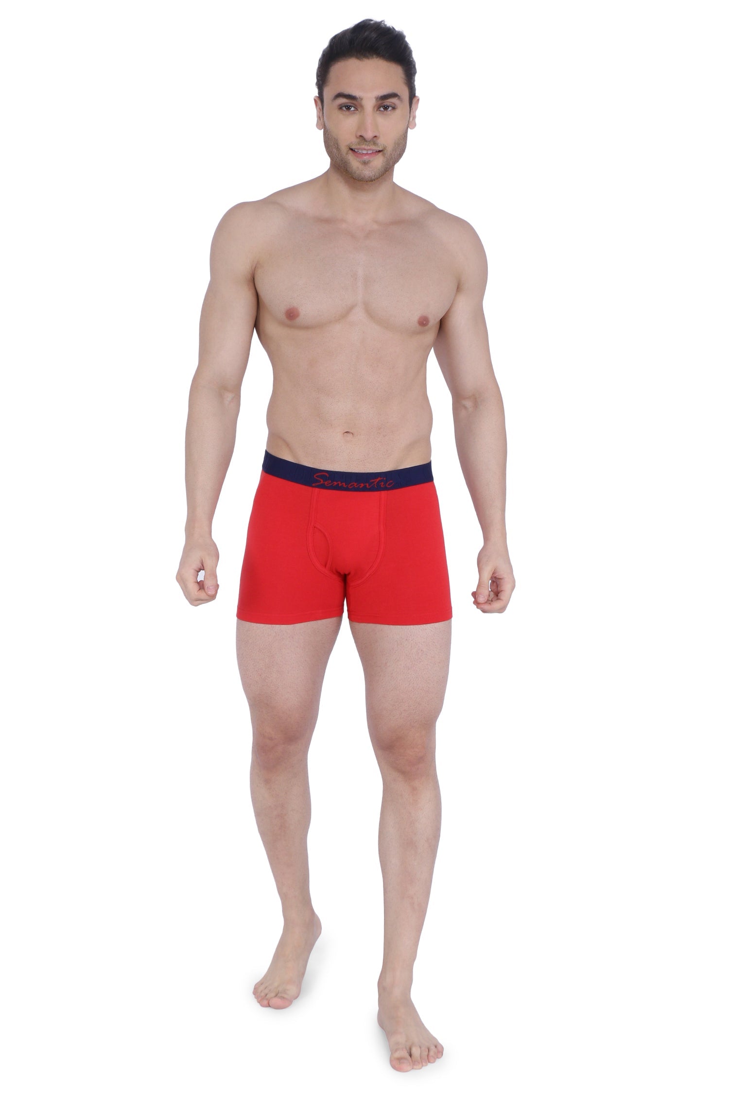 Semantic Cotton-Lycra Trunks with Fly - Solid (Pack of 4) - Semantic