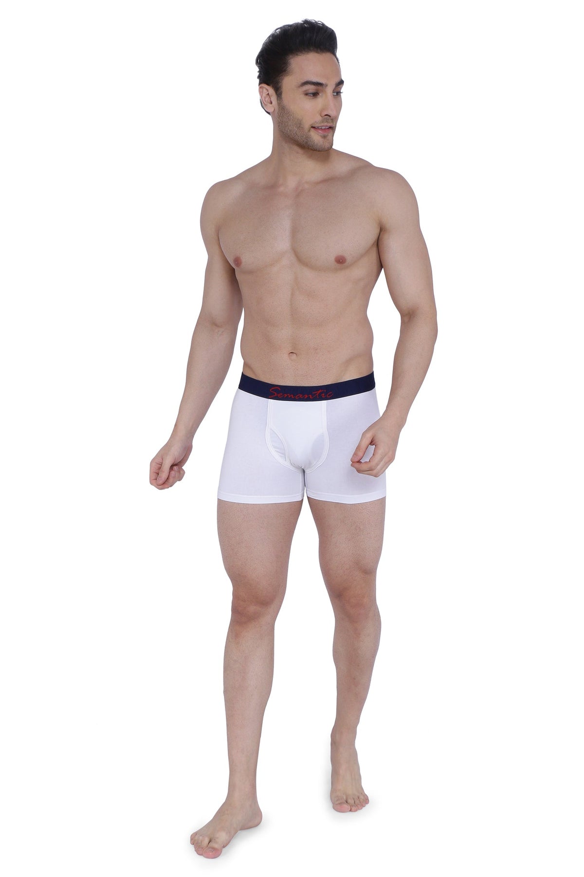 Semantic Cotton-Lycra Trunks with Fly - Solid (Pack of 4)
