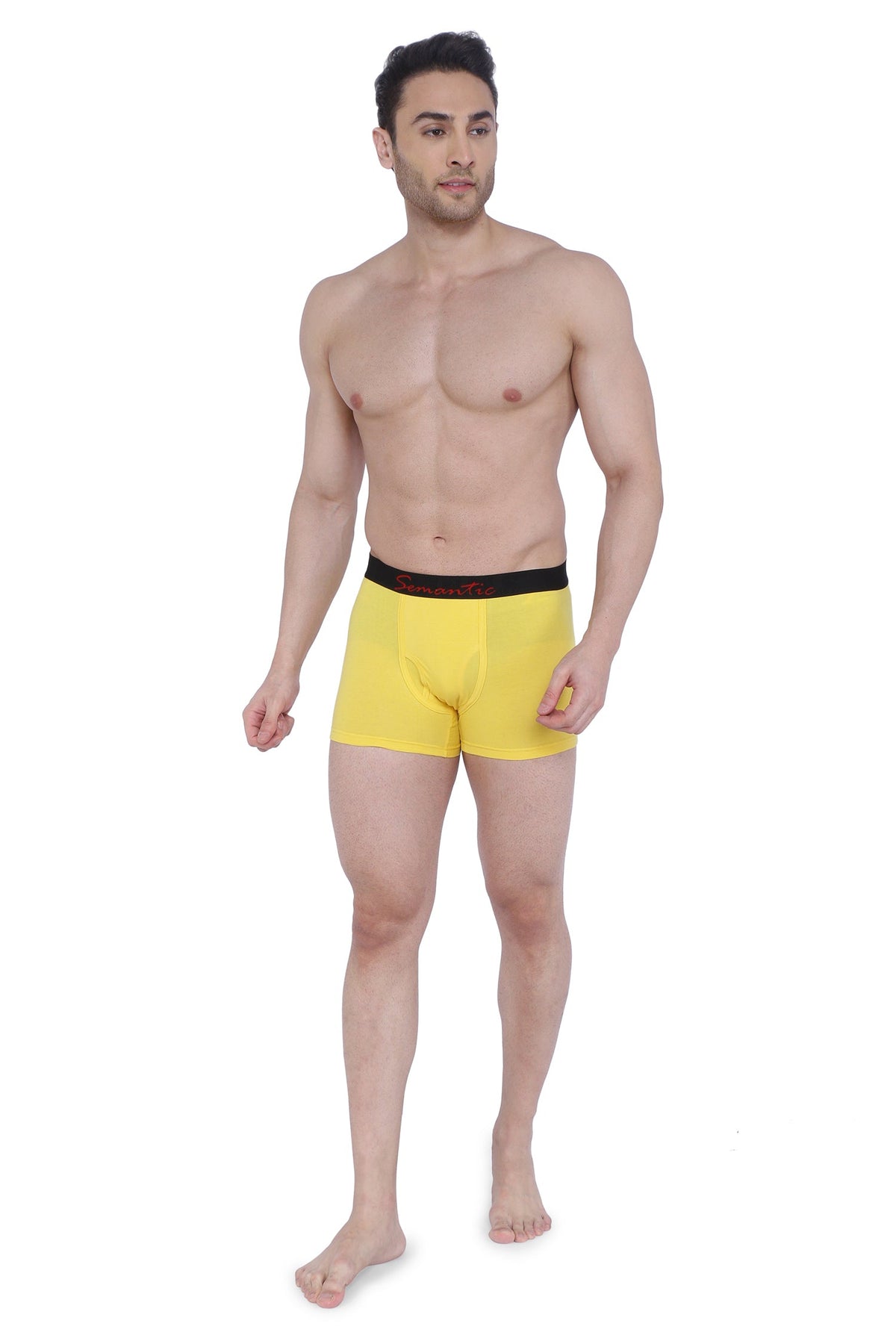 Semantic Cotton-Lycra Trunks with Fly - Solid (Pack of 4)
