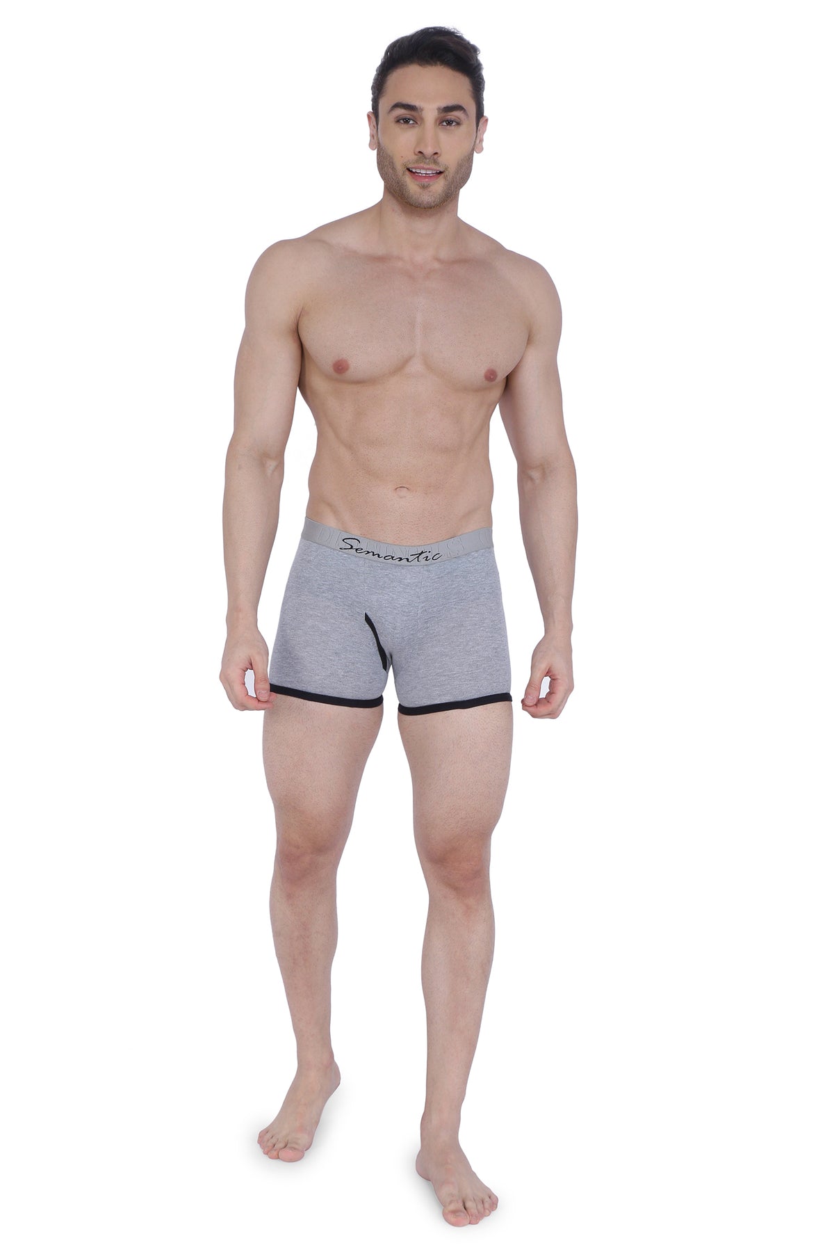 Semantic Cotton Designer Long Trunks (Boxer Briefs) with Fly - Solid