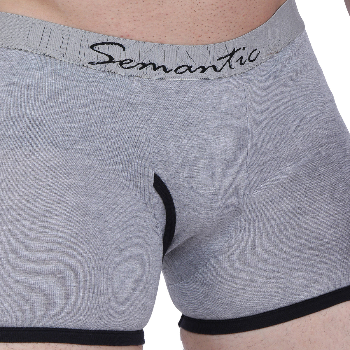 Semantic Cotton Designer Long Trunks (Boxer Briefs) with Fly - Solid