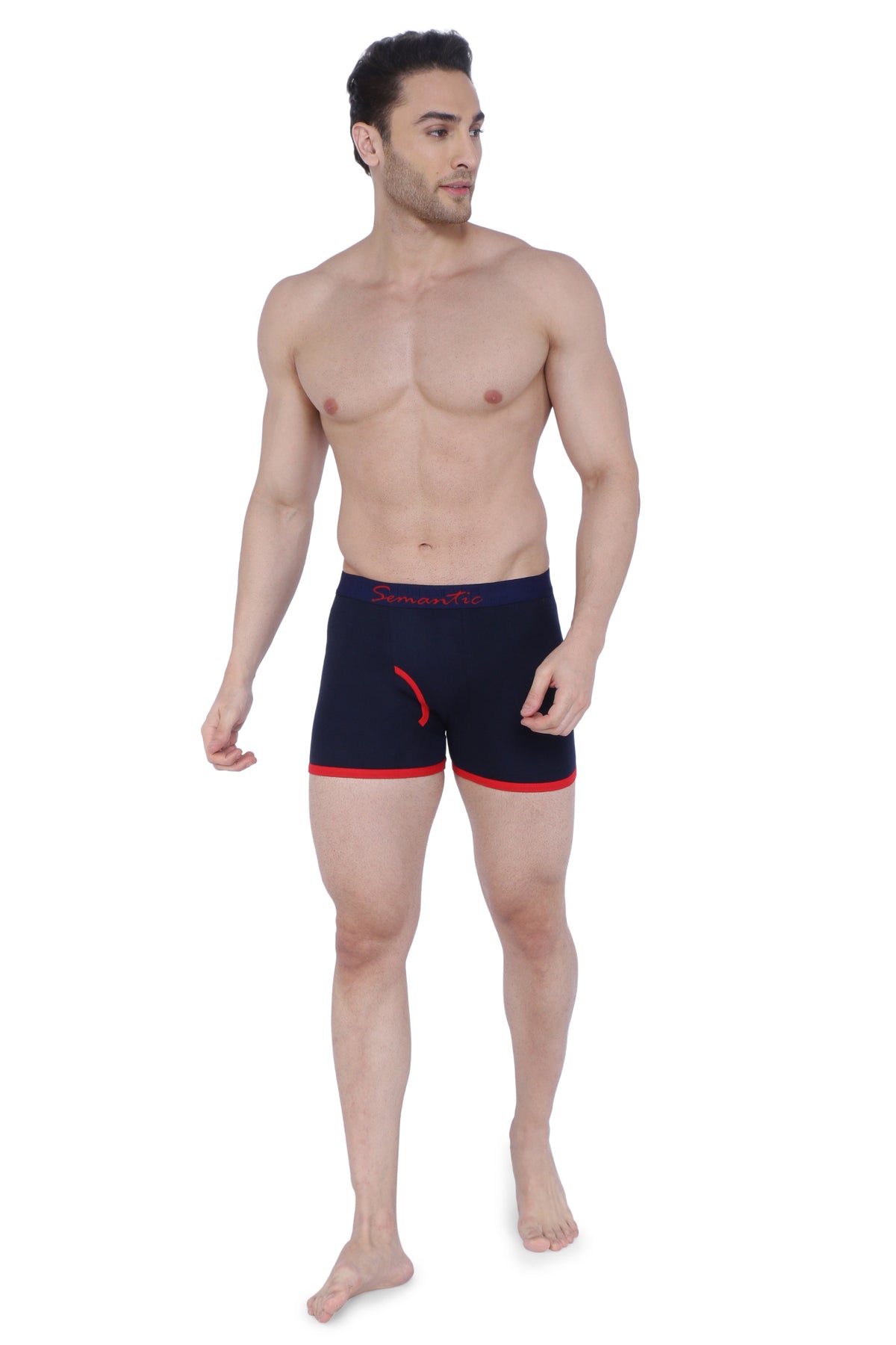 Semantic Cotton Designer Long Trunks (Boxer Briefs) with Fly - Solid