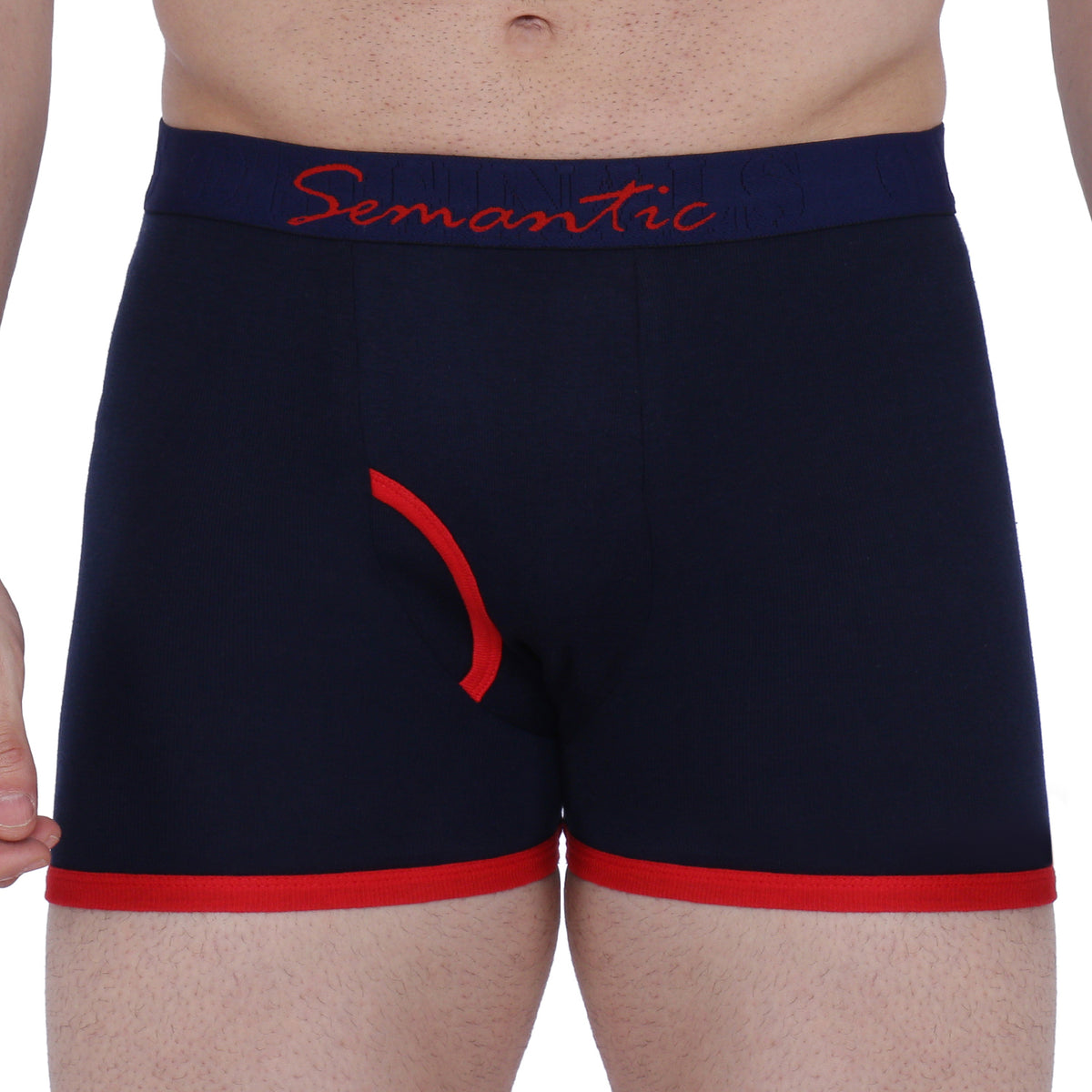Semantic Cotton Designer Long Trunks (Boxer Briefs) with Fly - Solid