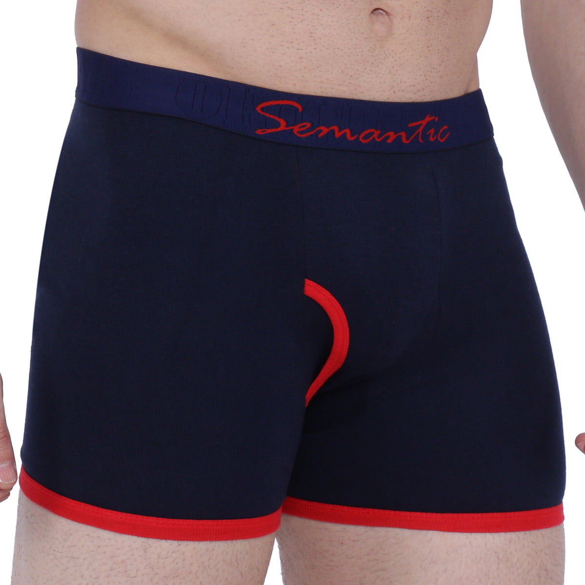 Semantic Cotton Designer Long Trunks (Boxer Briefs) with Fly - Solid