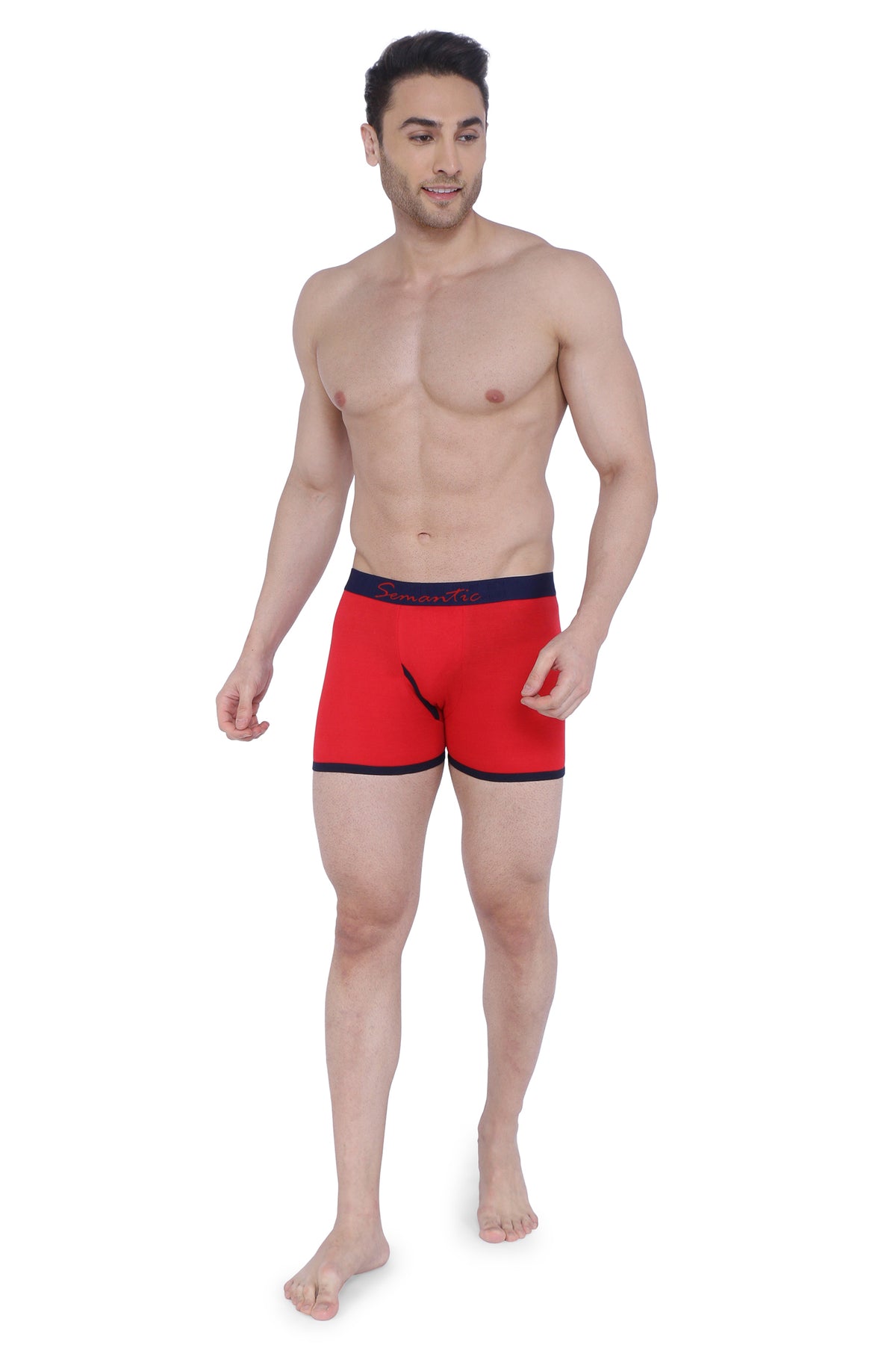 Semantic Cotton Designer Long Trunks (Boxer Briefs) with Fly - Solid